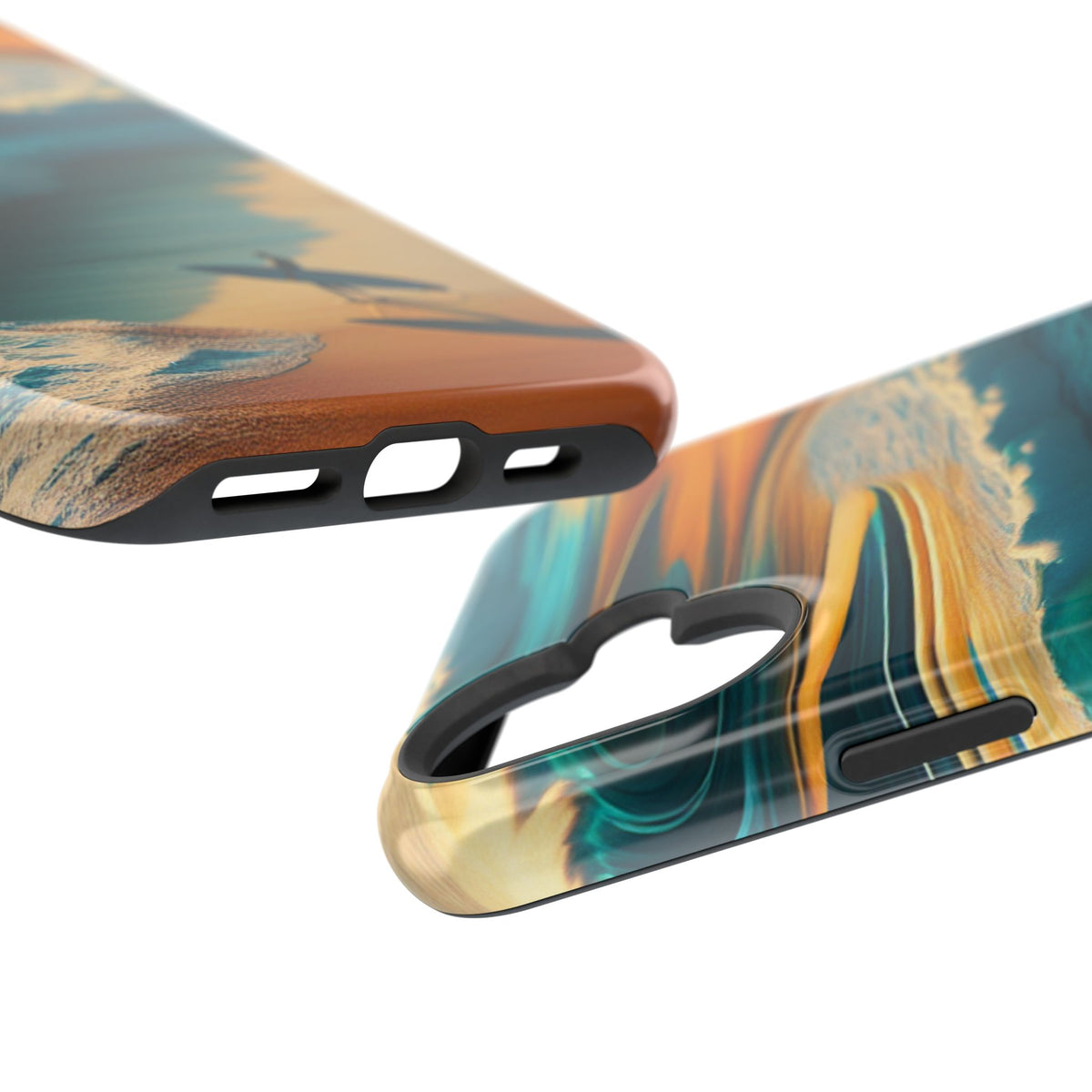 Surf Sunset Impact-Resistant Phone Case — Surfer Silhouette Beach Waves Design