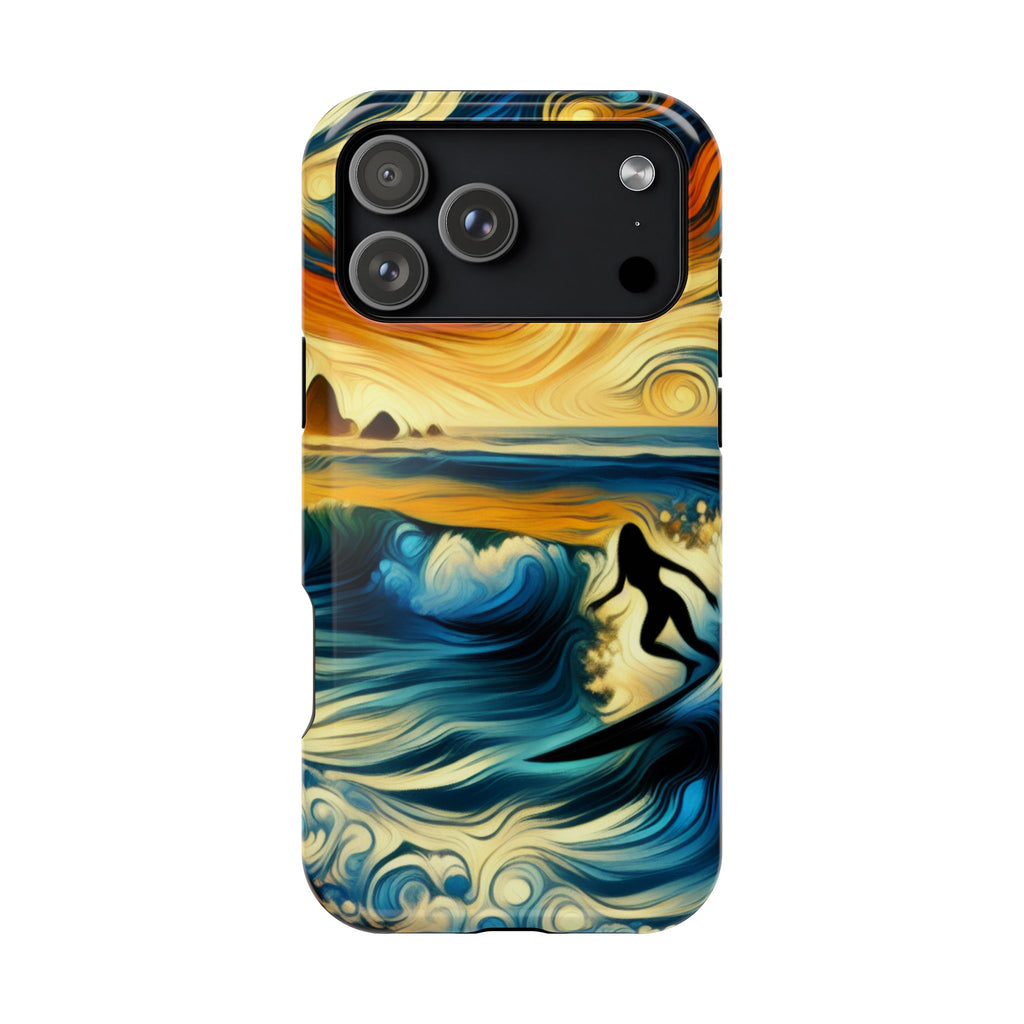 Surfer Sunset Phone Case — Impact‑Resistant Artistic Wave Design