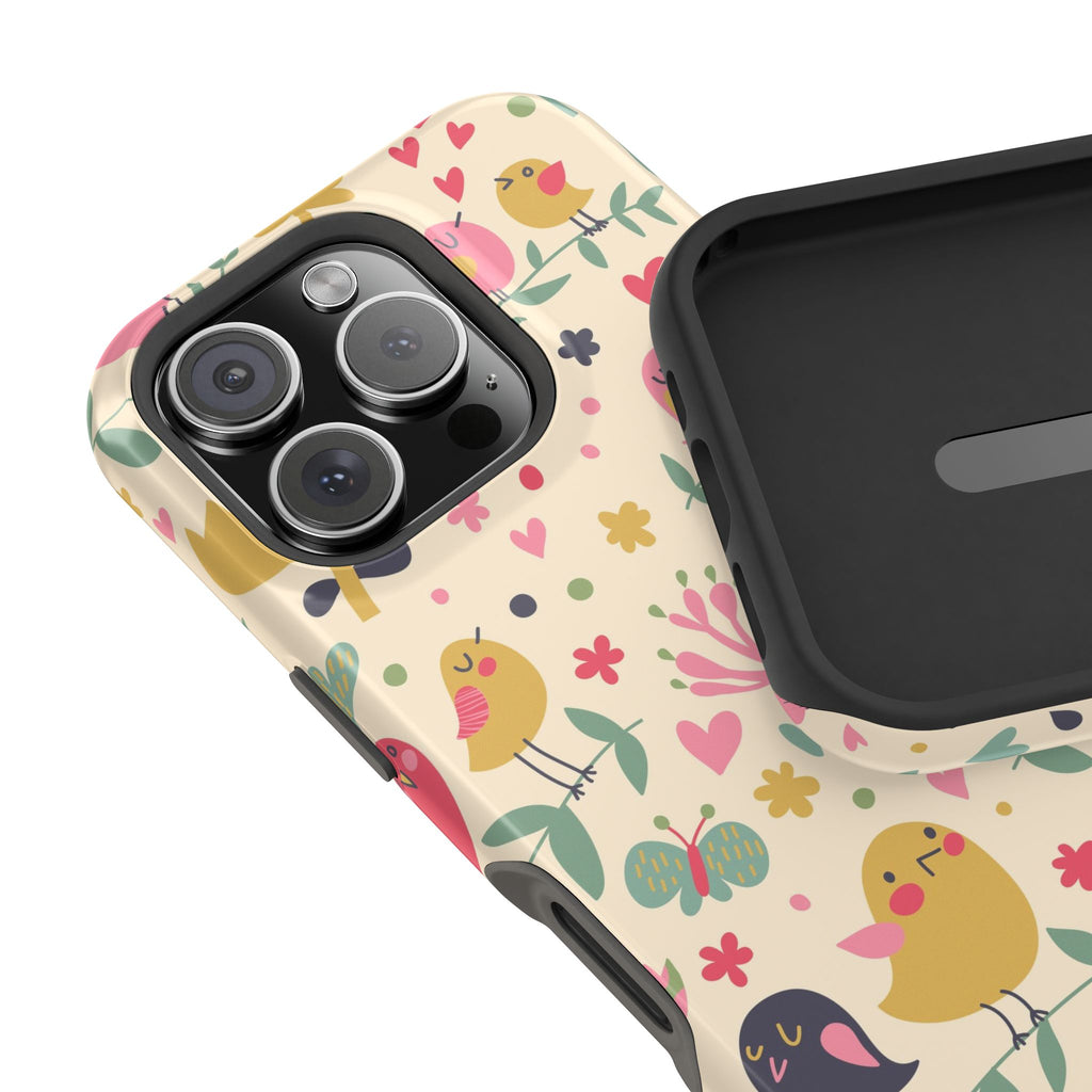 Cute Bird Floral Phone Case, Impact-Resistant
