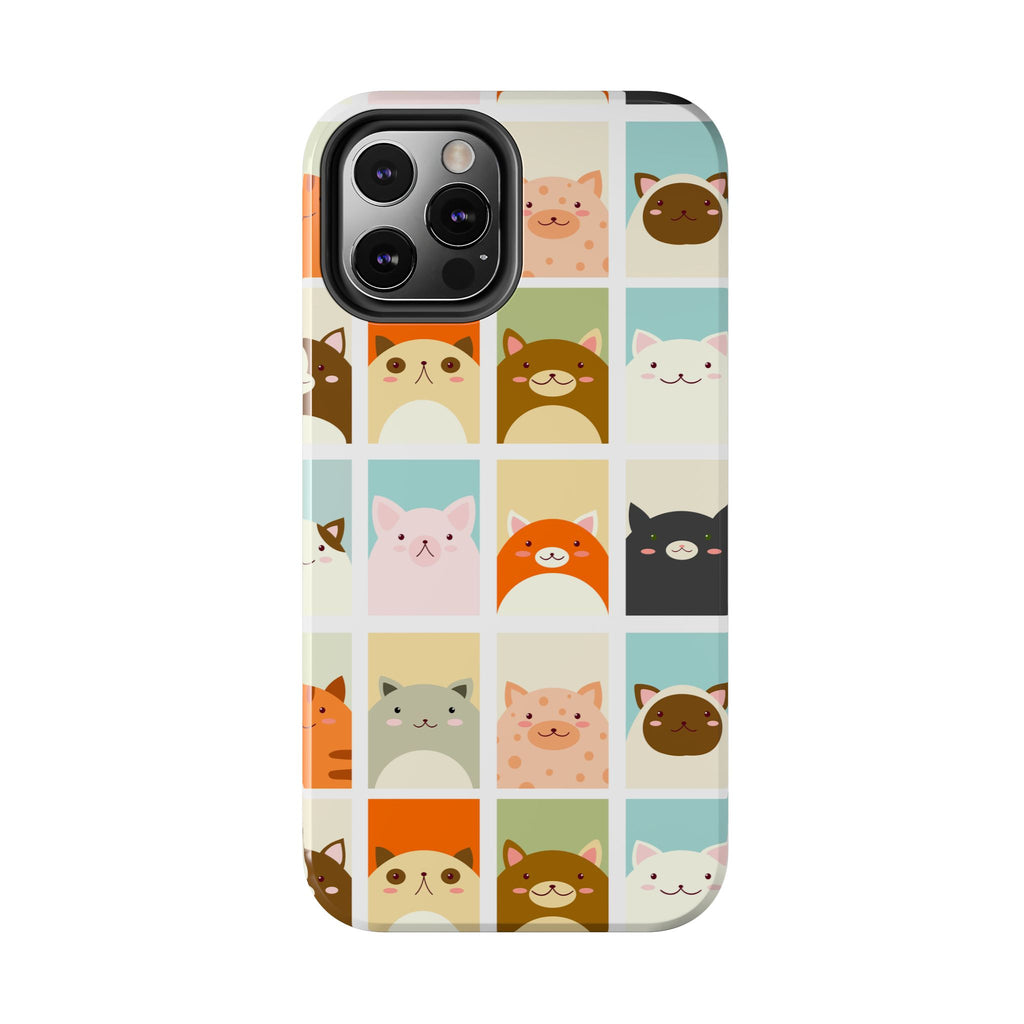 Cute Grid Cats Tough Phone Case