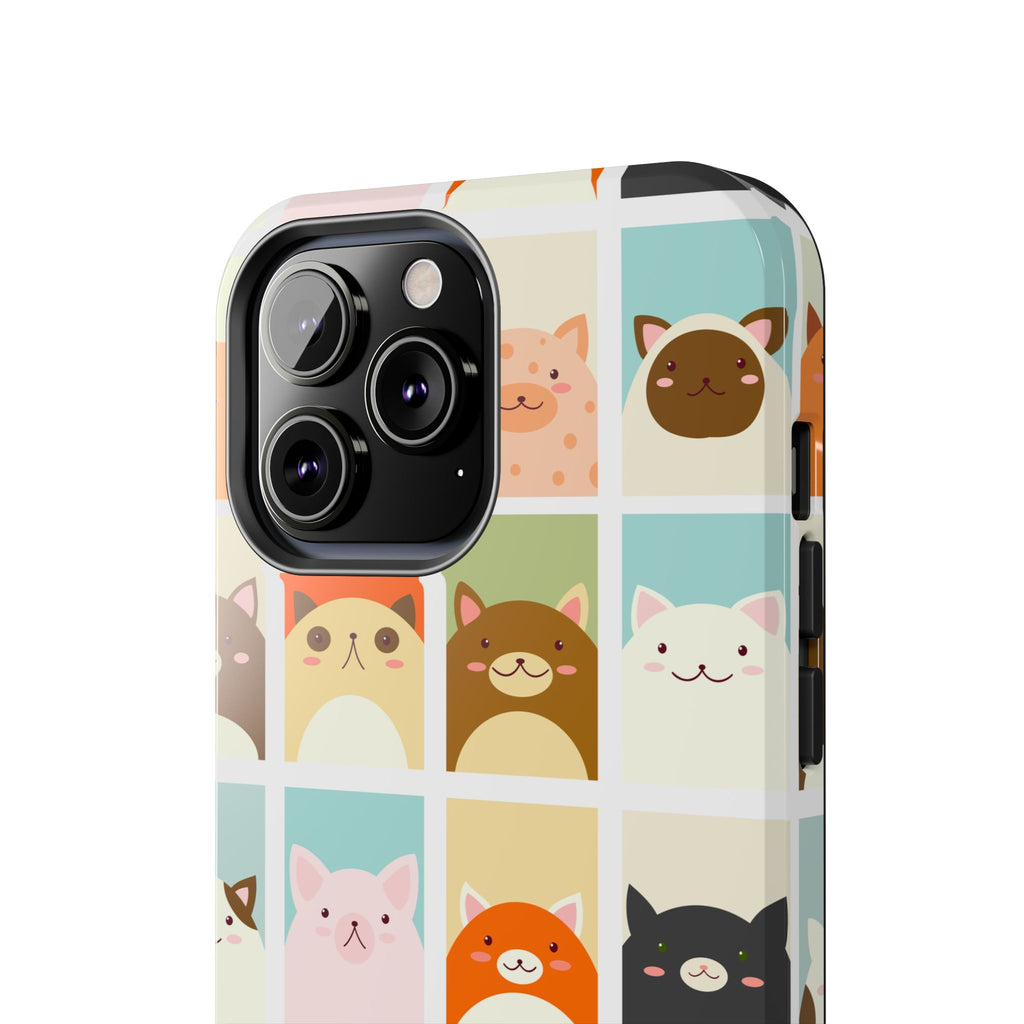 Cute Grid Cats Tough Phone Case