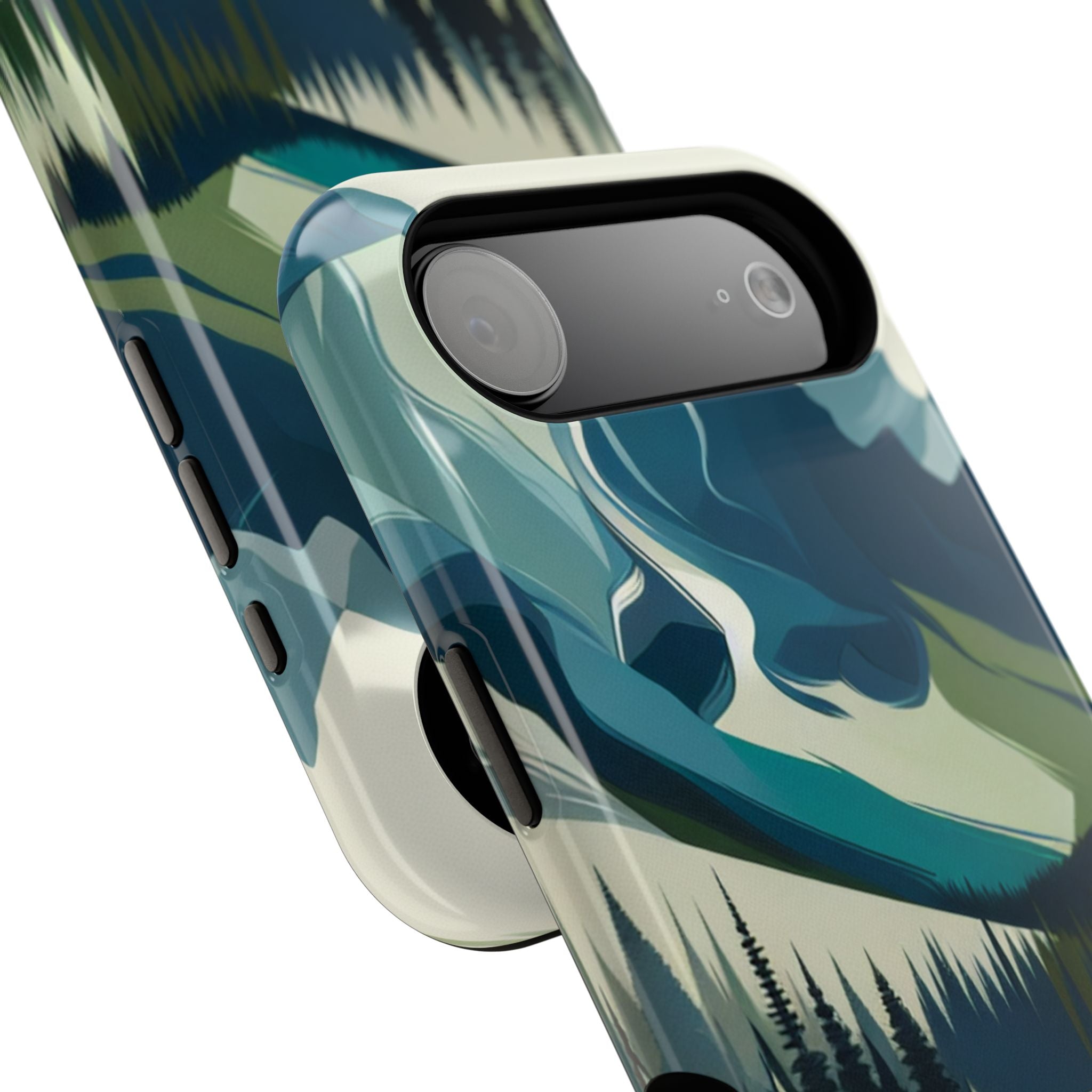 Impact Resistant Phone Case - Mountain Lake with Forest Design