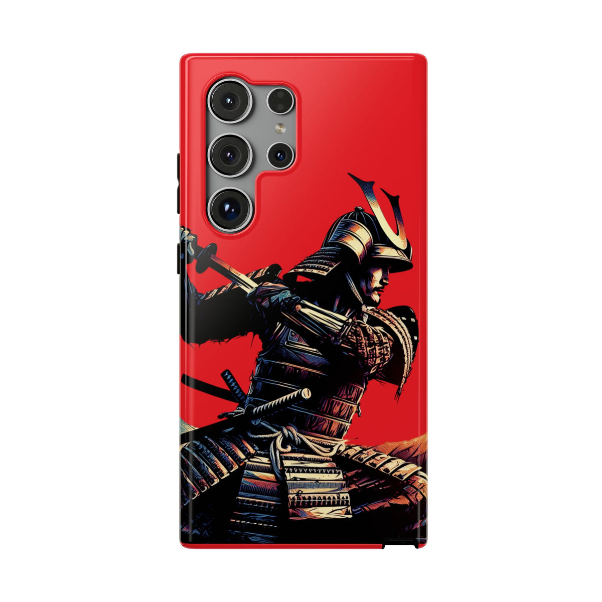 Samurai Warrior Impact Phone Case — Red Armored Swordfighter Protective Cover