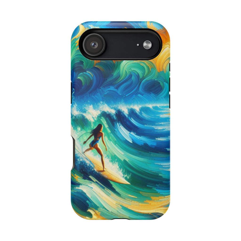 Surfer Wave Impact Phone Case – Vibrant Ocean Art Protective Cover