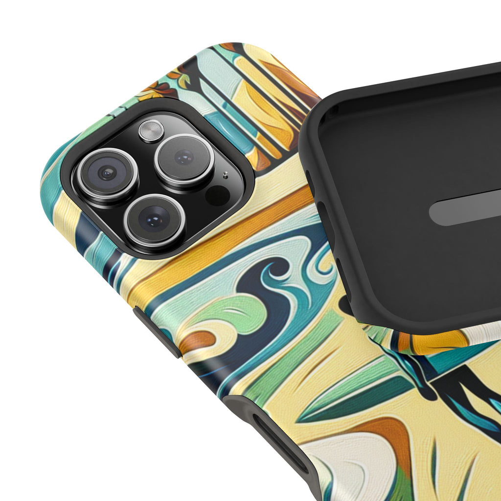 Impact Resistant Phone Case Surfing Colorful Beach Art Case, Summer Vibes