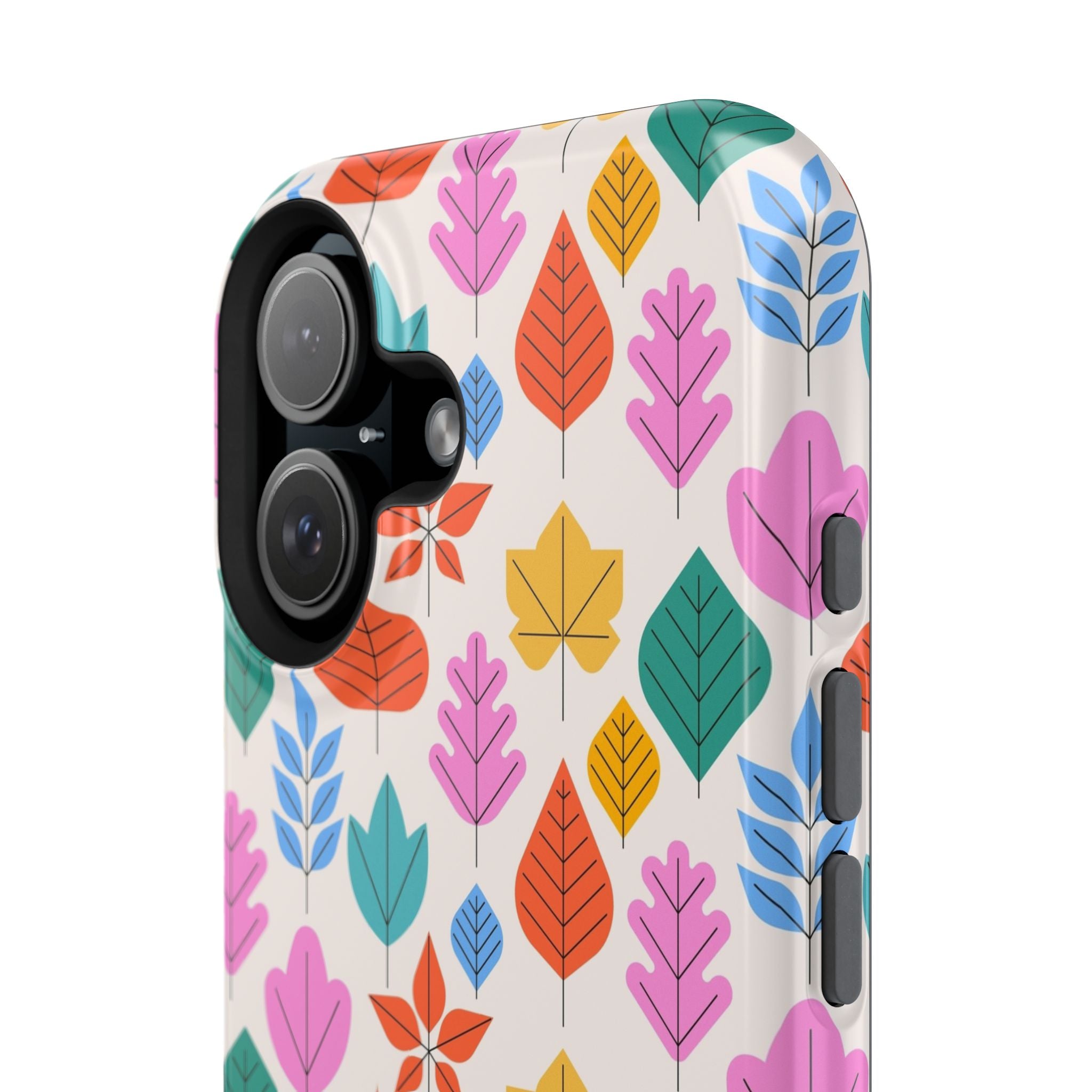 Magnetic Impact-Resistant Phone Case — Colorful Retro Leaf Pattern