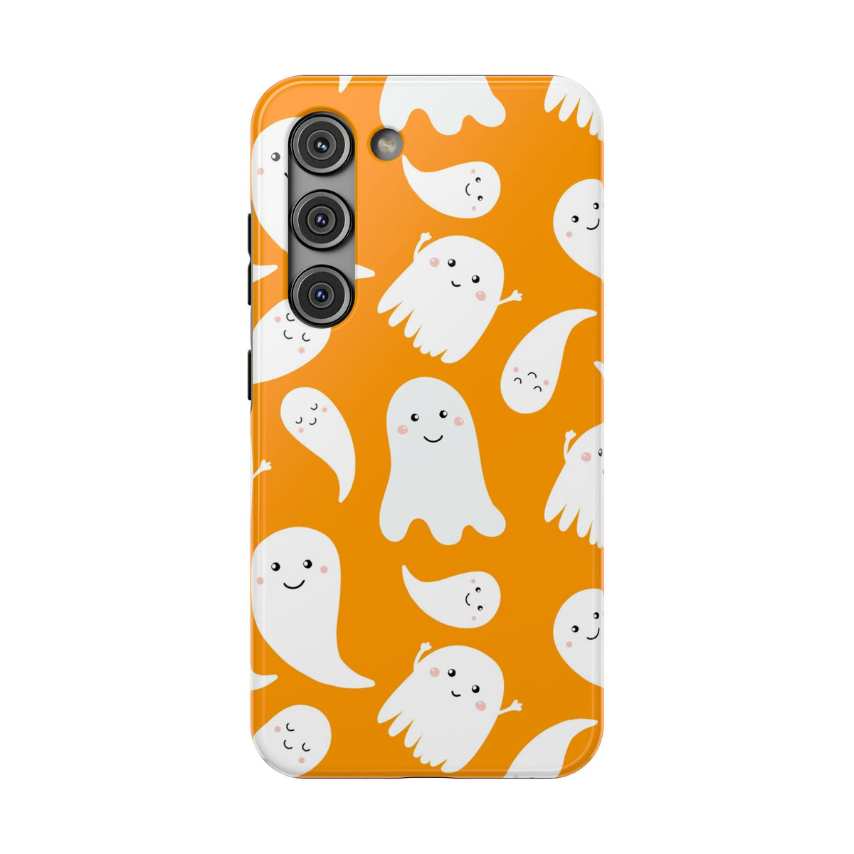 Halloween Ghosts Impact-Resistant Phone Case — Cute Orange Ghost Pattern