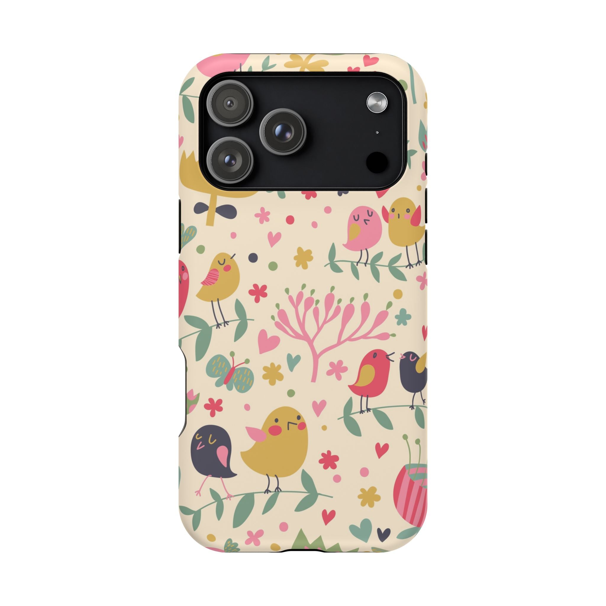 Cute Bird Floral Phone Case, Impact-Resistant