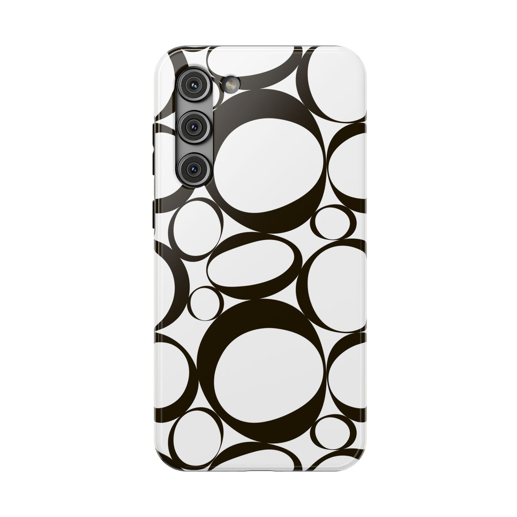 Impact-Resistant Phone Case — Retro Black & White Circle Pattern