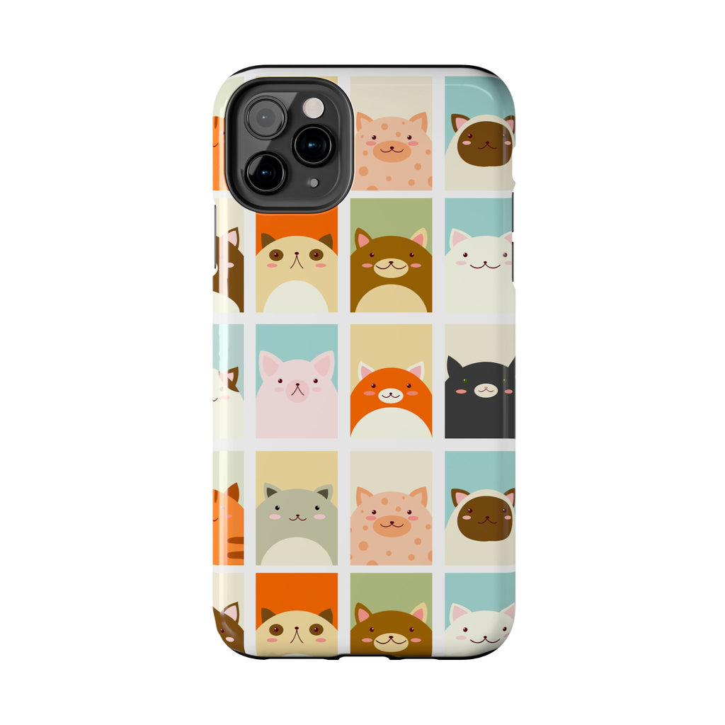 Cute Grid Cats Tough Phone Case