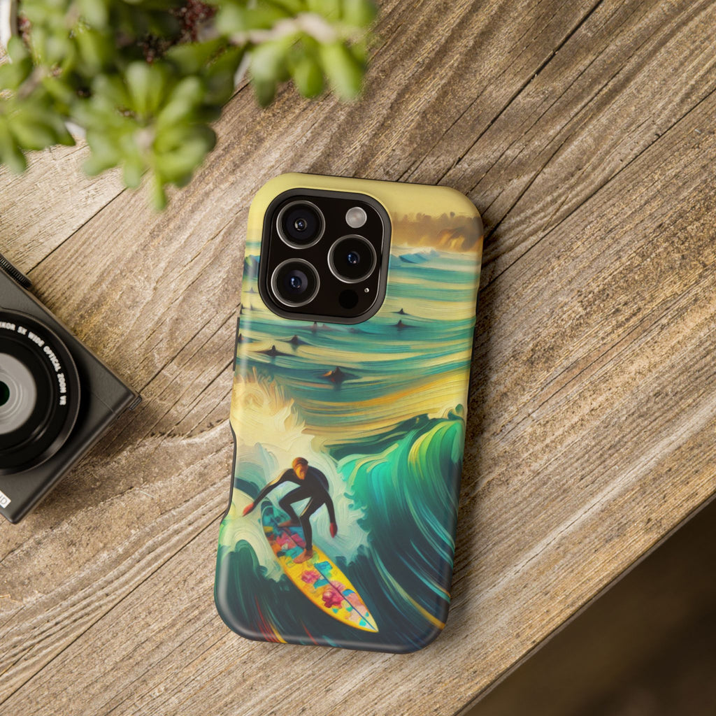 Surfer Riding Waves Impact Resistant Phone Case