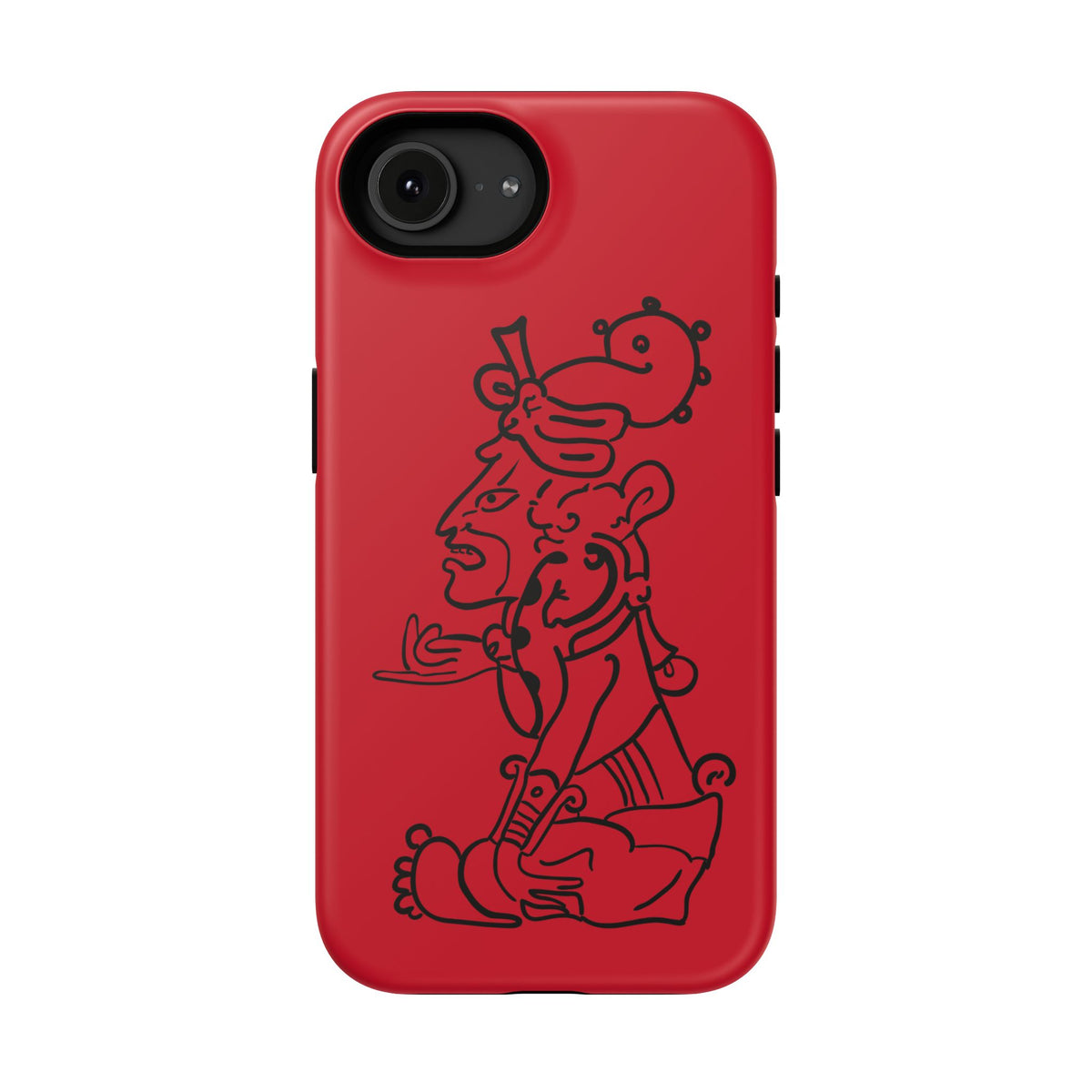 Phone Case — Red Impact-Resistant Case with Line Art Totem Design