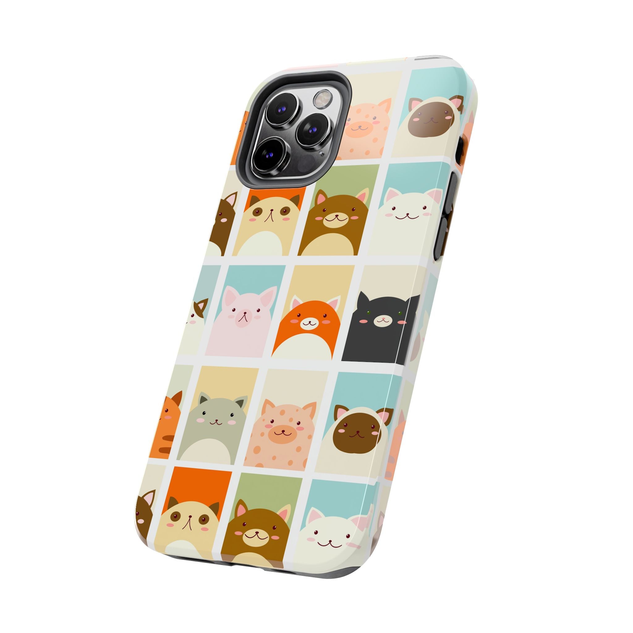 Cute Grid Cats Tough Phone Case