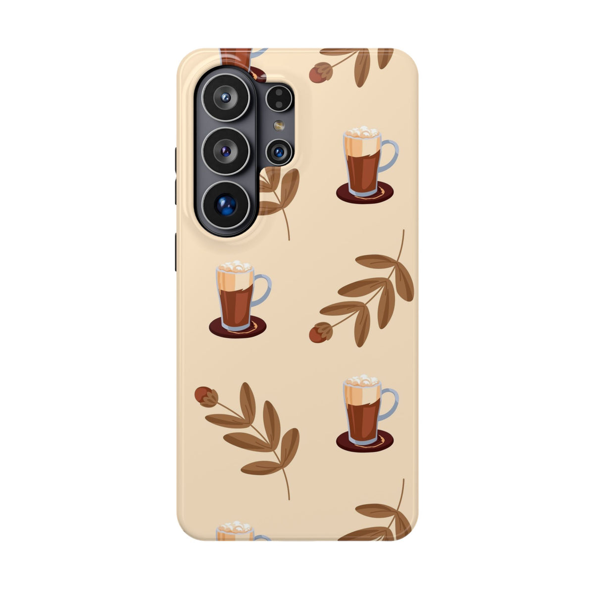 Latte & Leaves Impact-Resistant Phone Case for Samsung Galaxy Phones