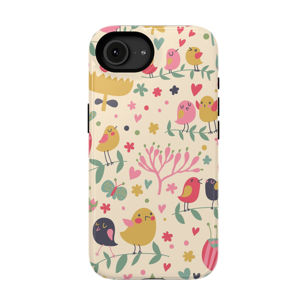 Cute Bird Floral Phone Case, Impact-Resistant