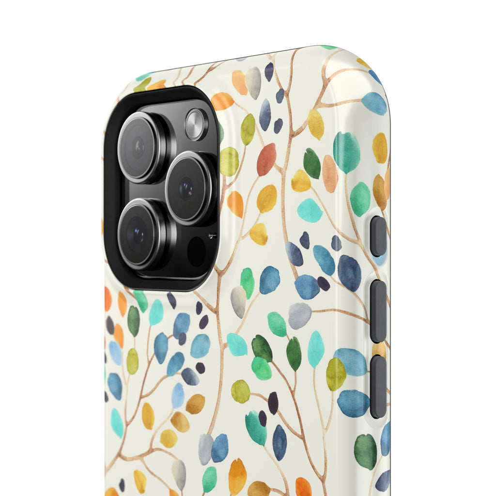 Floral Watercolor Leaves Magnetic Impact-Resistant Phone Case