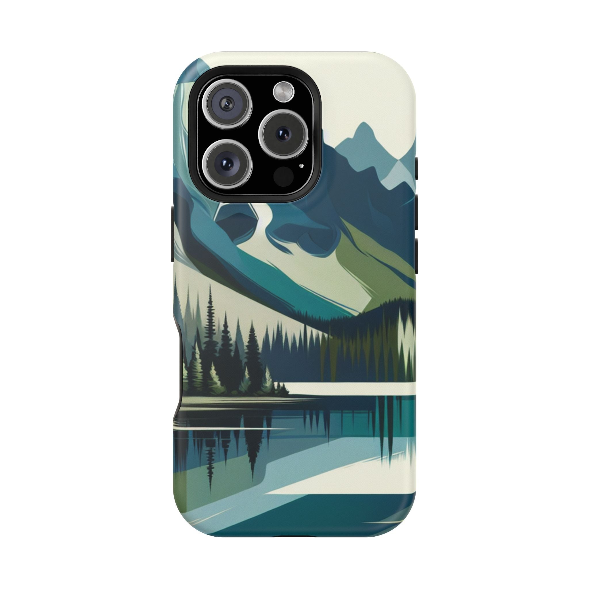 Impact Resistant Phone Case - Mountain Lake with Forest Design