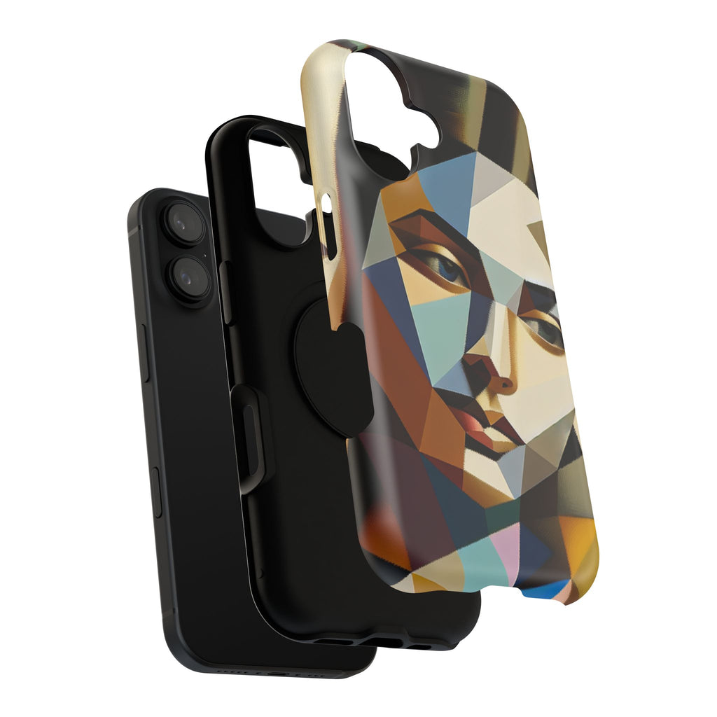 Geometric Portrait Impact-Resistant Phone Case — Abstract Cubist Face, Protective iPhone Cover
