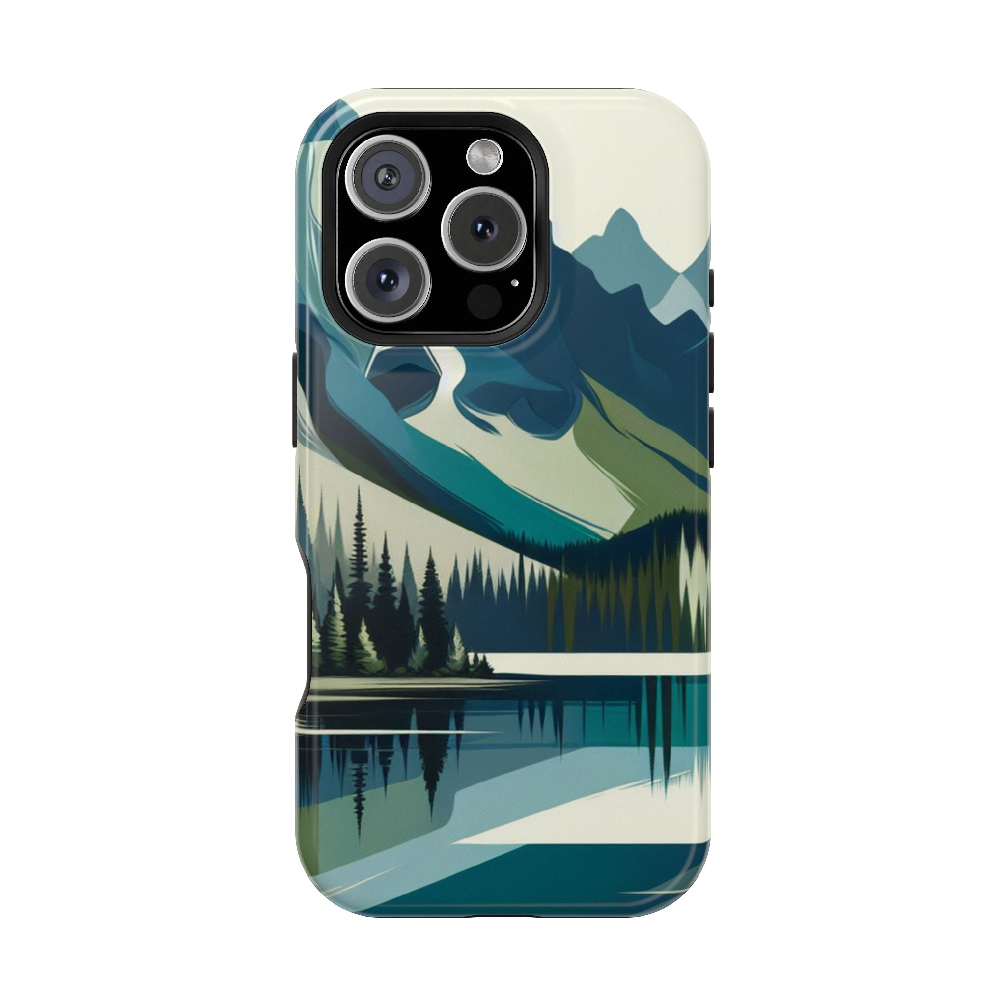 Impact Resistant Phone Case - Mountain Lake with Forest Design
