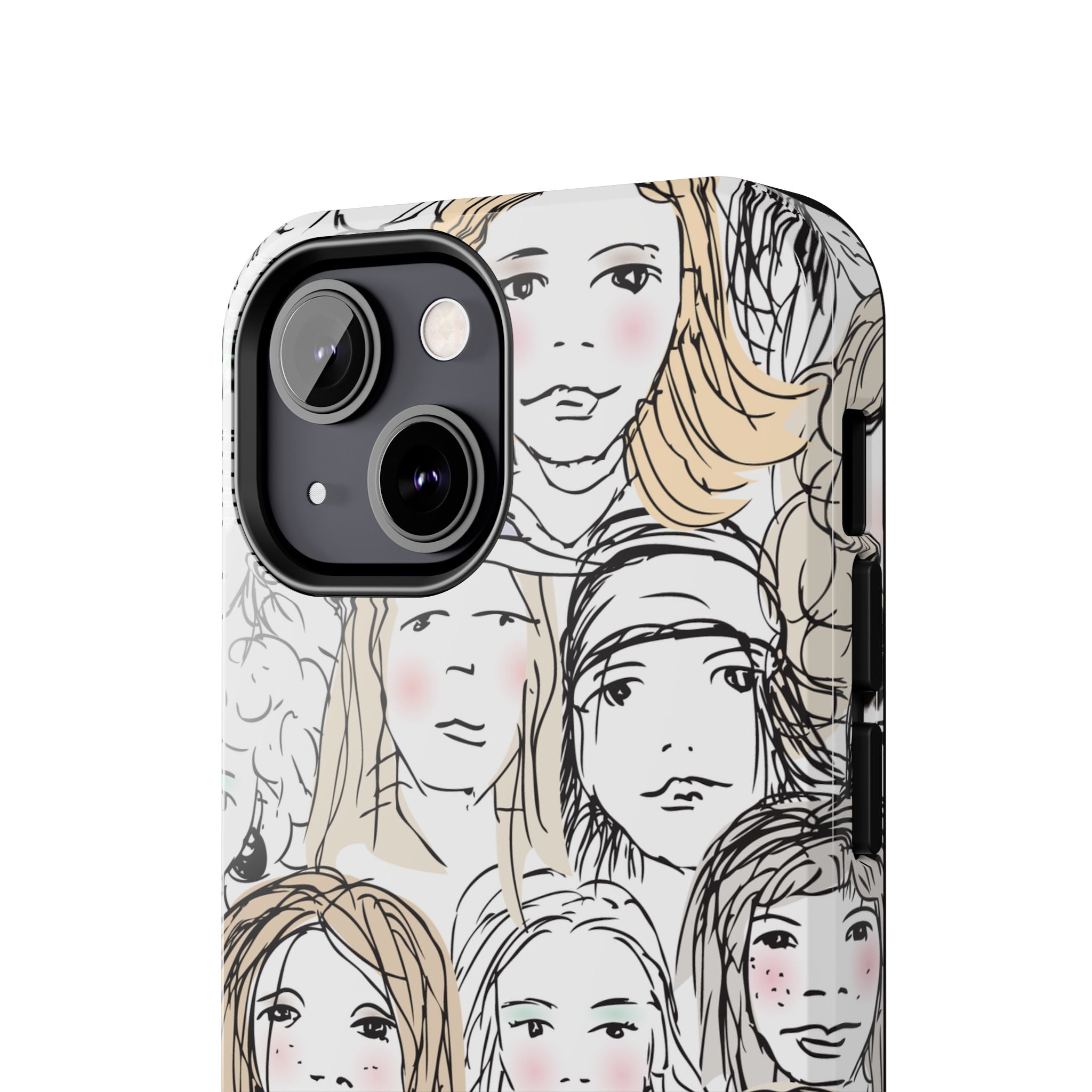 Phone Case — Hand-Drawn Faces Pattern