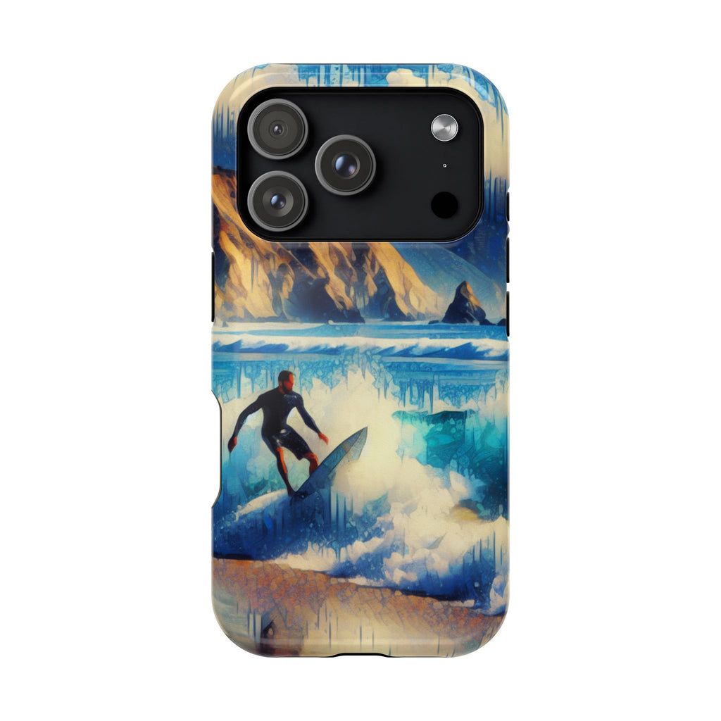 Surfer Wave Impact Phone Case – Vibrant Ocean Art Protective Cover