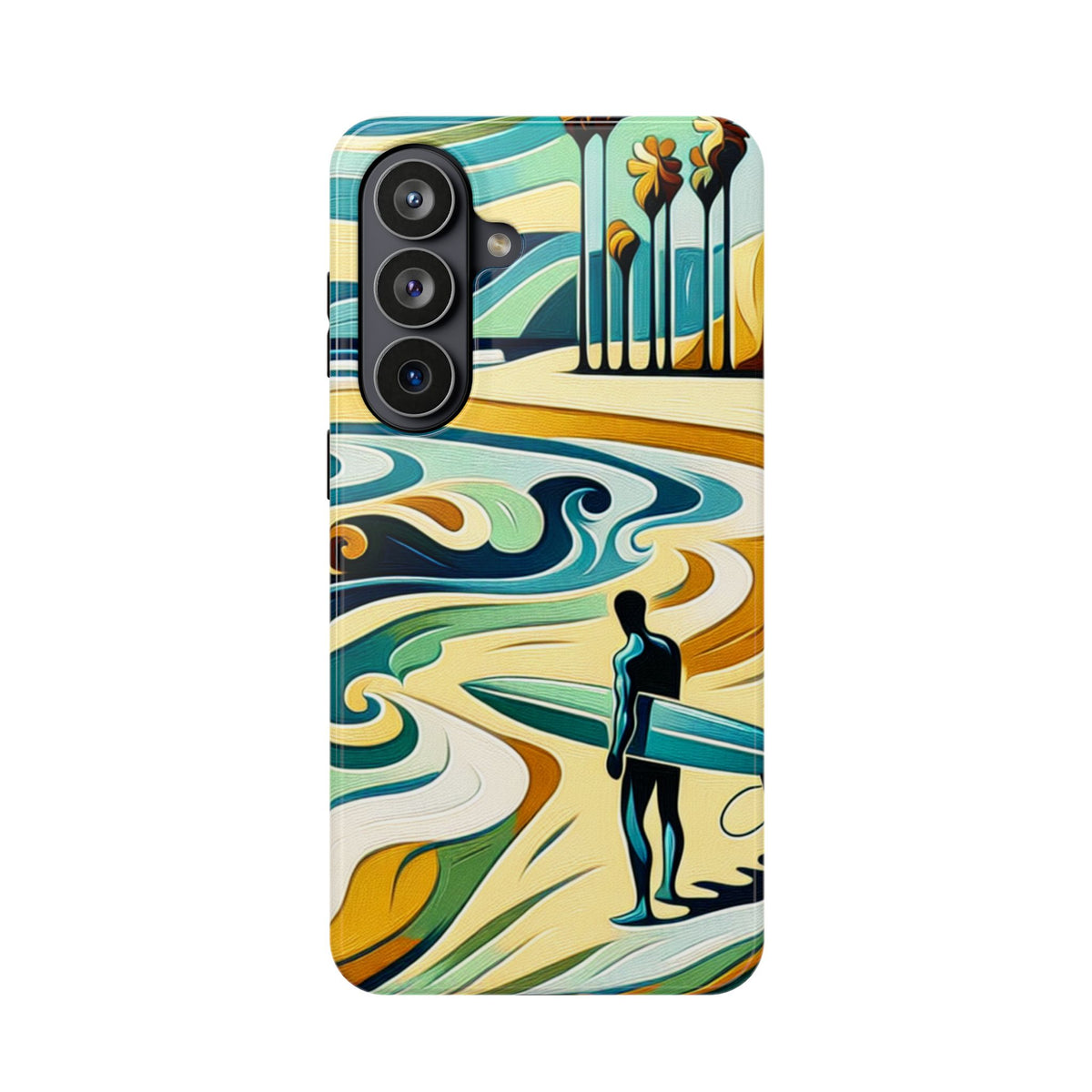 Surfboard Wave Art Phone Case — Impact-Resistant Beach Vibes iPhone Case