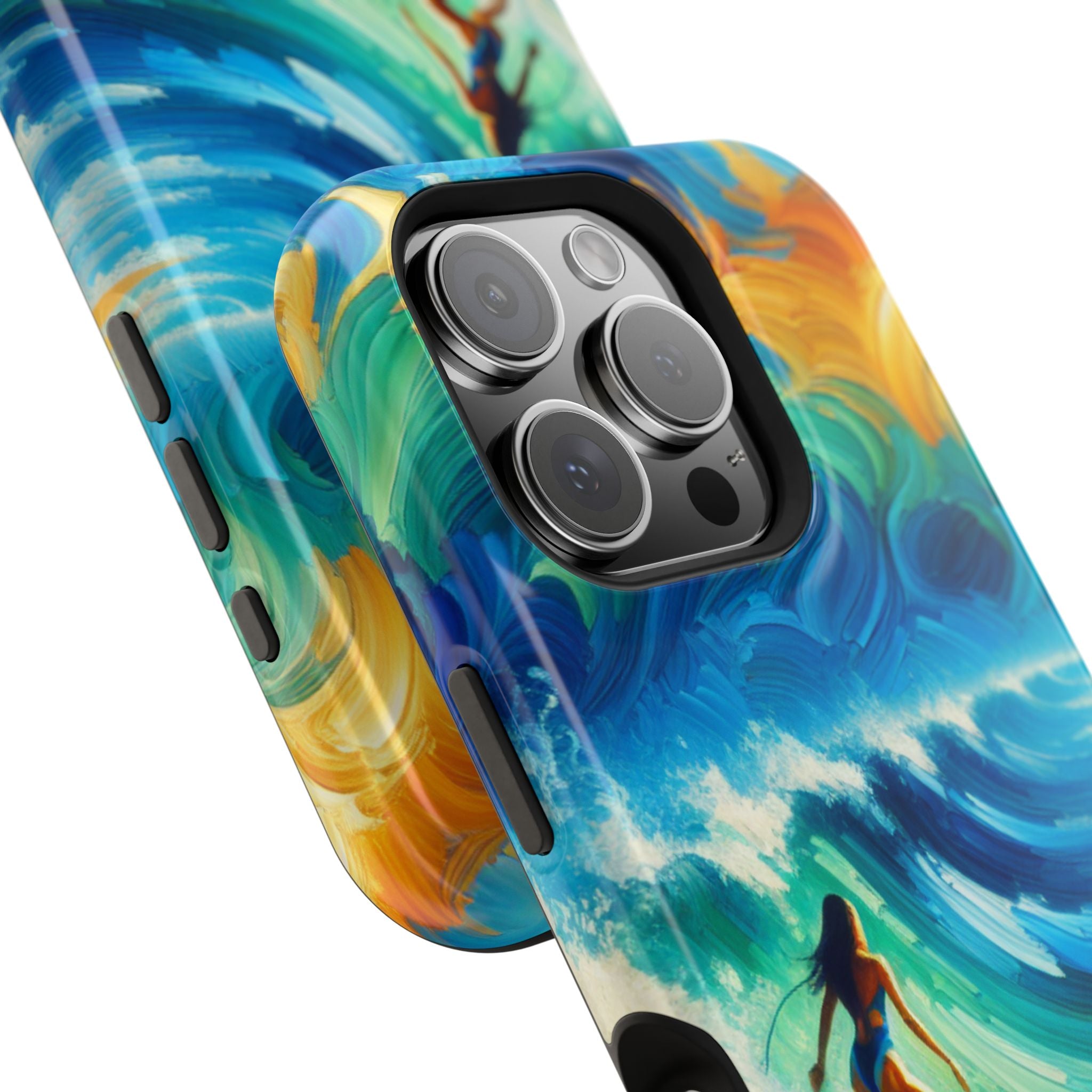 Surf-Inspired Impact Resistant Phone Case, Vibrant Ocean Wave Design