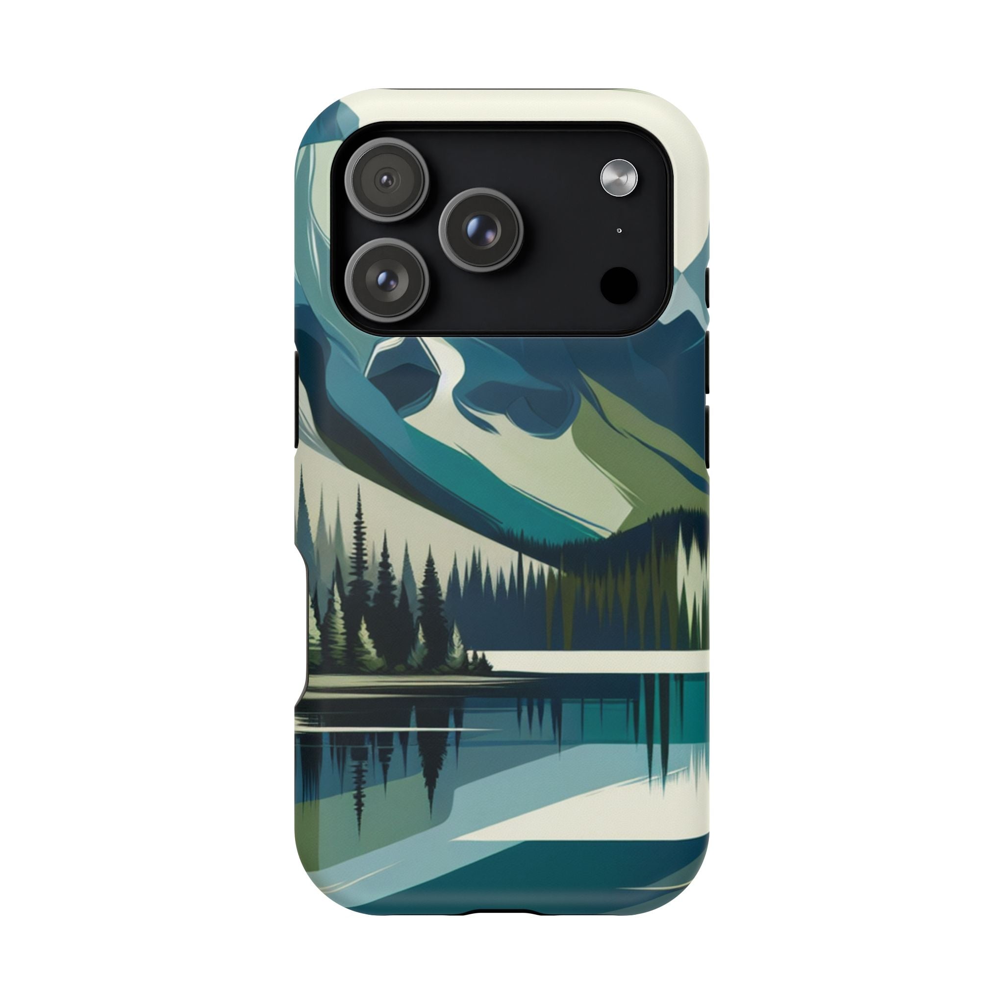 Impact Resistant Phone Case - Mountain Lake with Forest Design