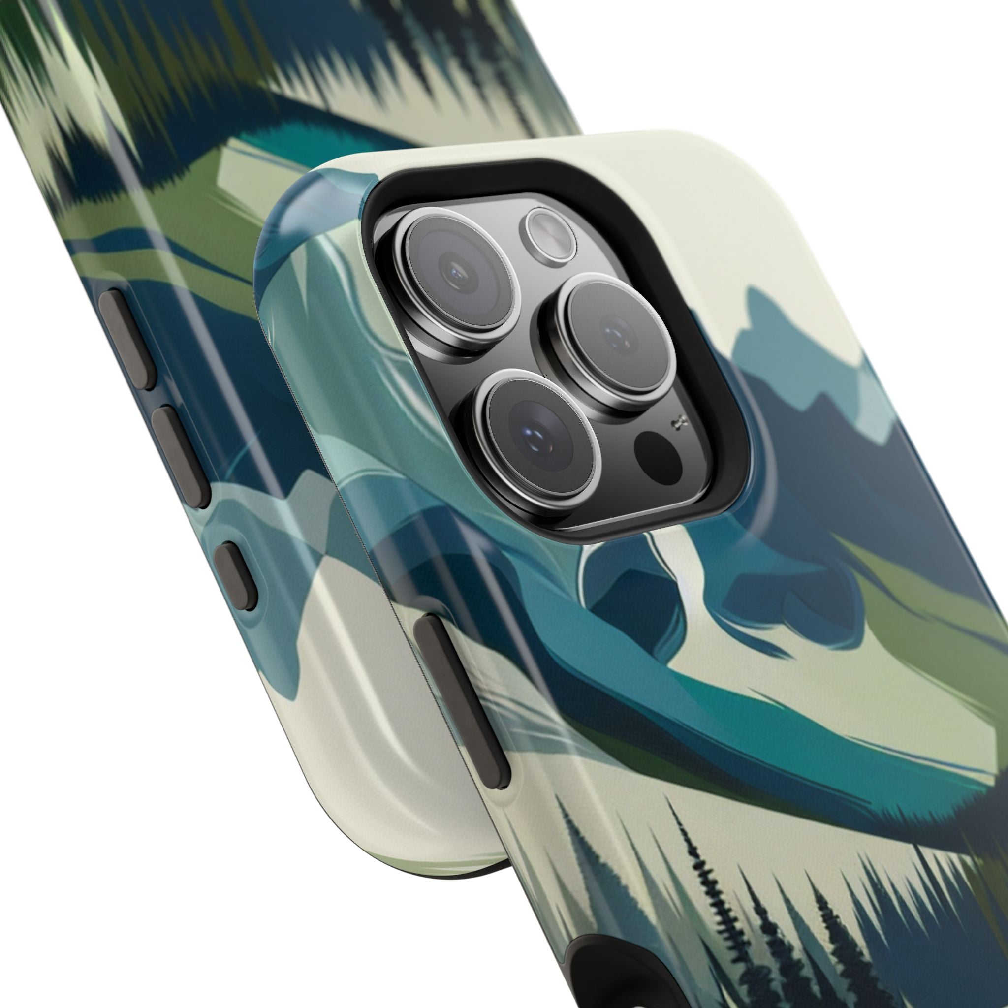 Impact Resistant Phone Case - Mountain Lake with Forest Design