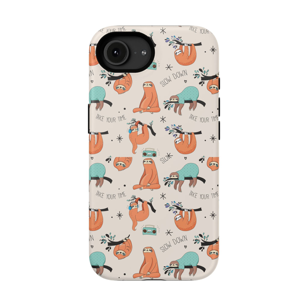 Sloth Pattern Impact-Resistant Phone Case — “Slow Down” Cute Protective Cover