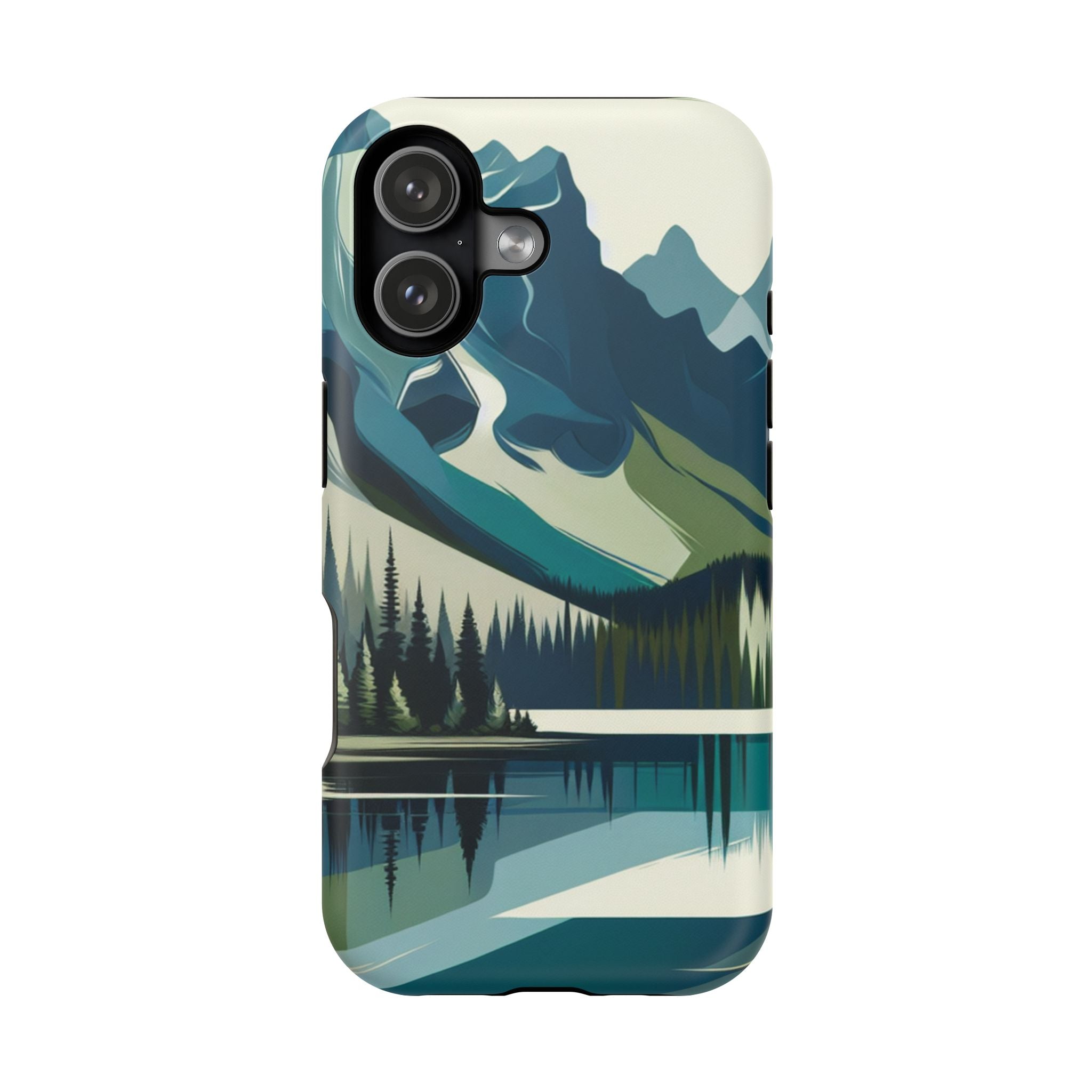 Impact Resistant Phone Case - Mountain Lake with Forest Design