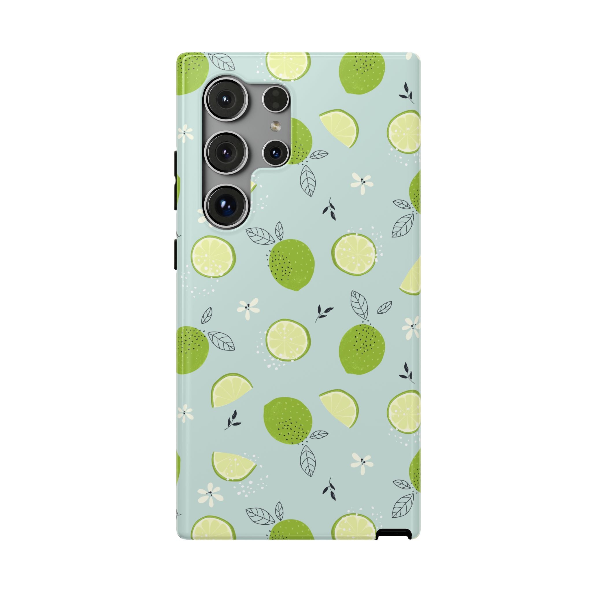 Lime Floral Phone Case, Impact-Resistant