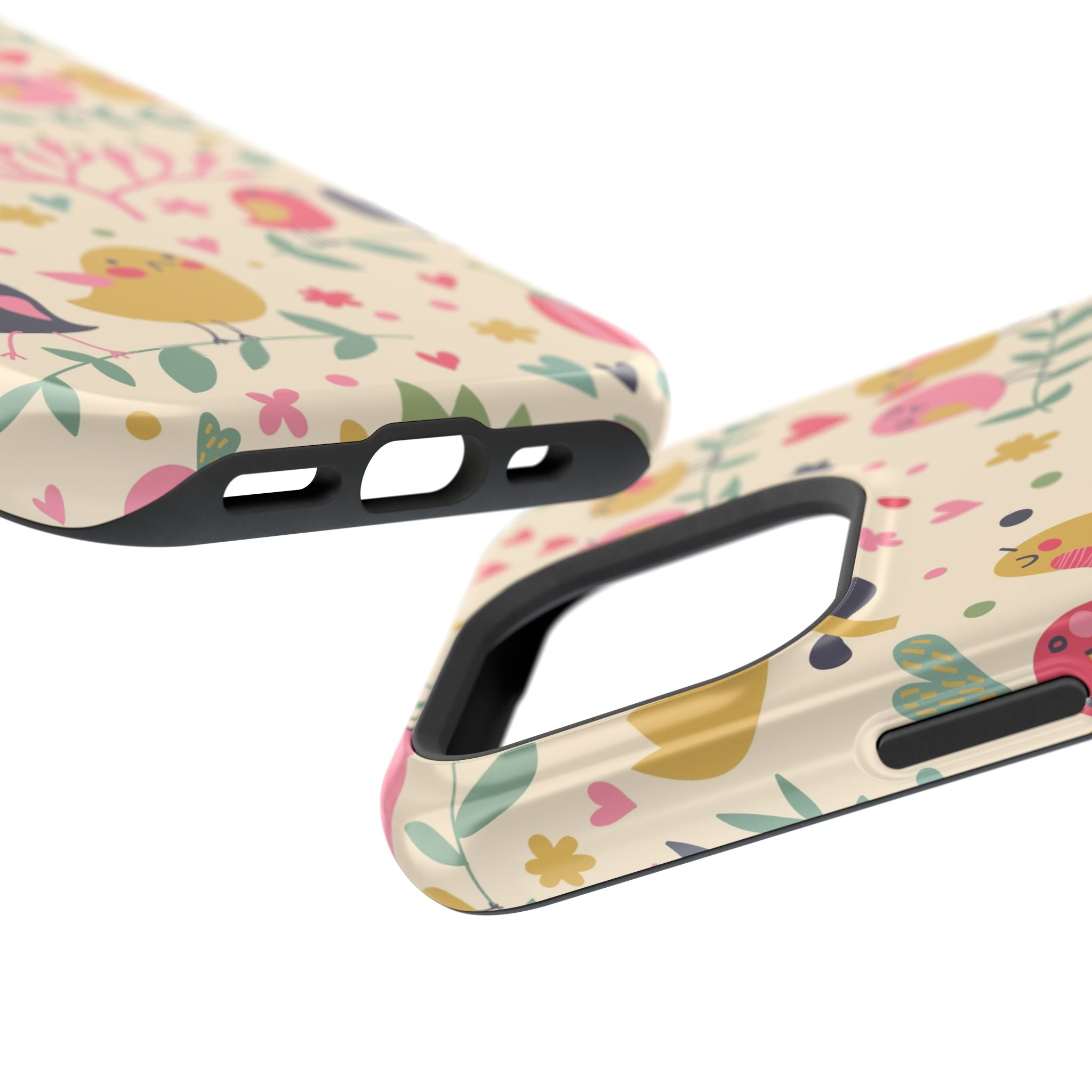Cute Bird Floral Phone Case, Impact-Resistant