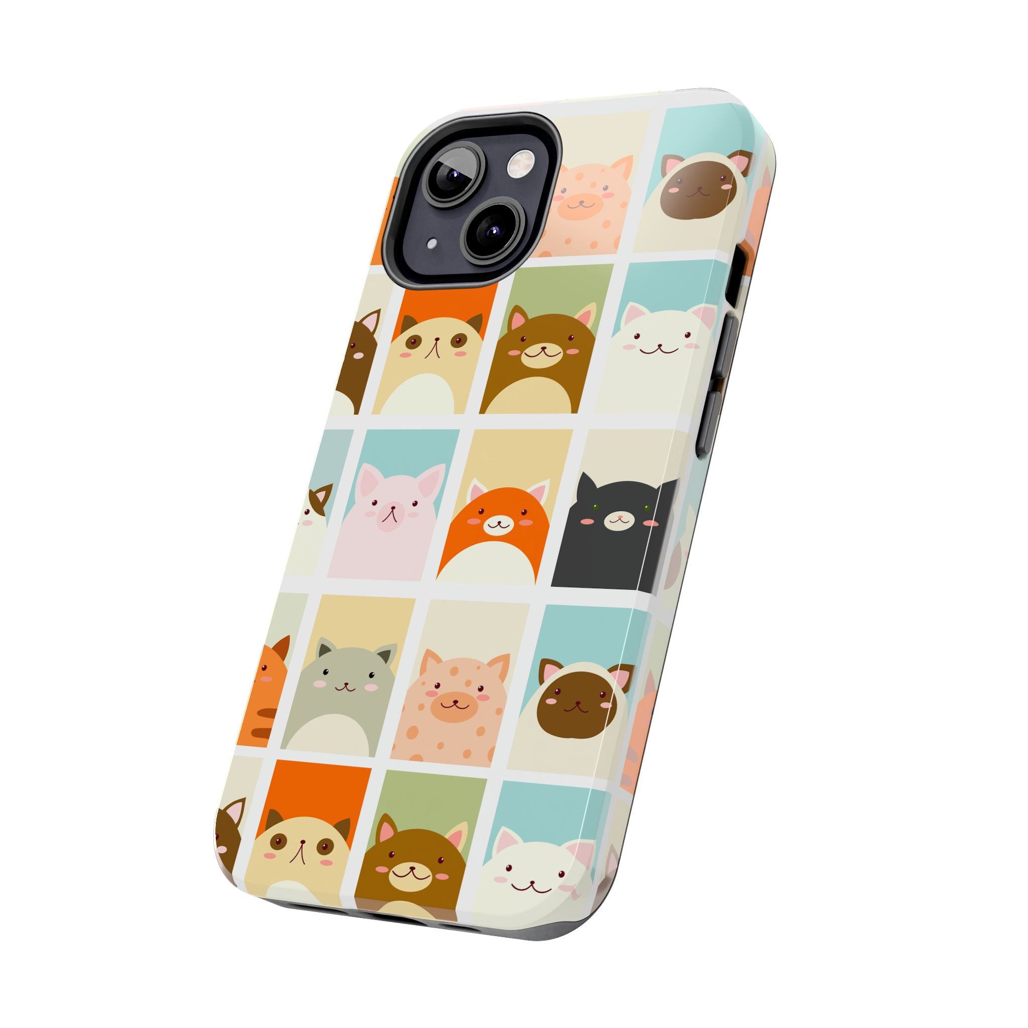 Cute Grid Cats Tough Phone Case