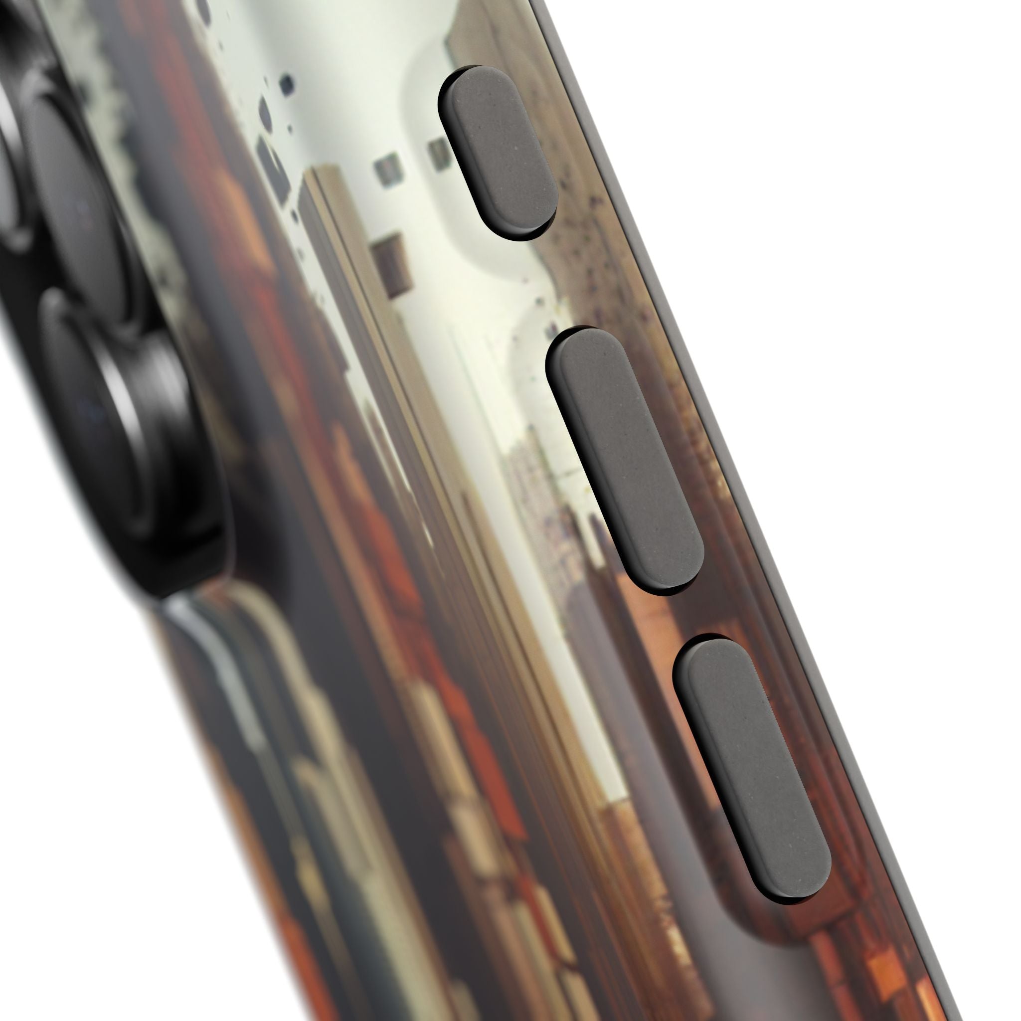 Urban Geometric Impact Resistant Phone Case - Futuristic Cityscape Design