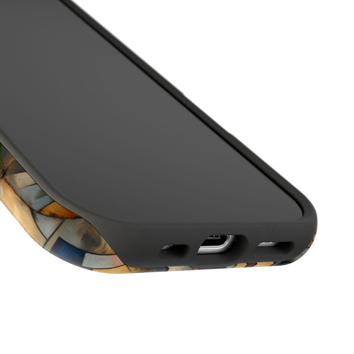 Art Deco Mosaic Phone Case — Geometric Nude Figure Impact-Resistant Case