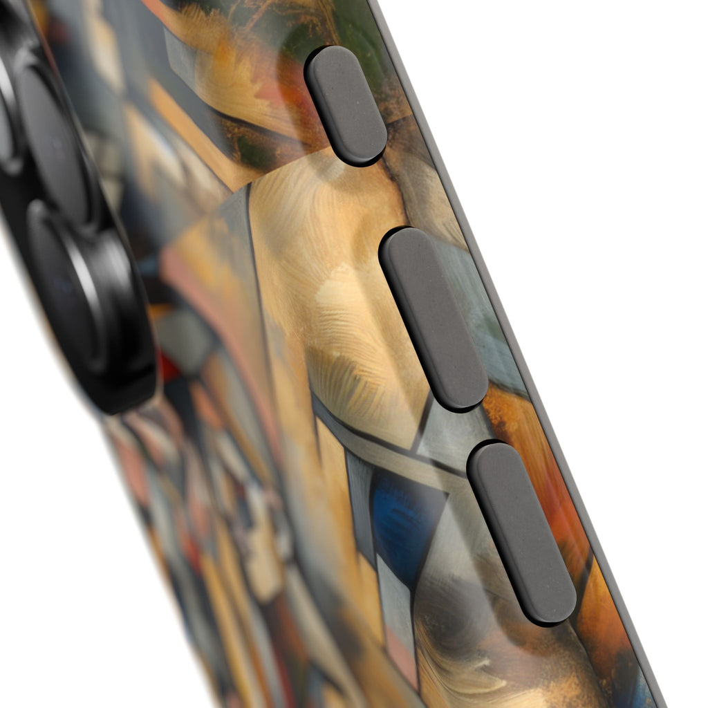 Art Deco Mosaic Phone Case — Geometric Nude Figure Impact-Resistant Case