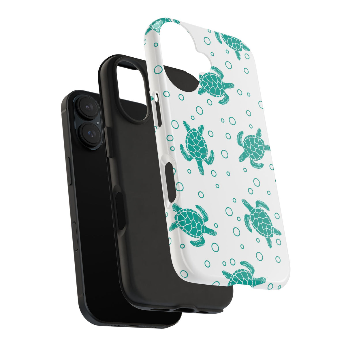 Sea Turtle Pattern Tough Phone Case — Teal Turtle Protective Cover
