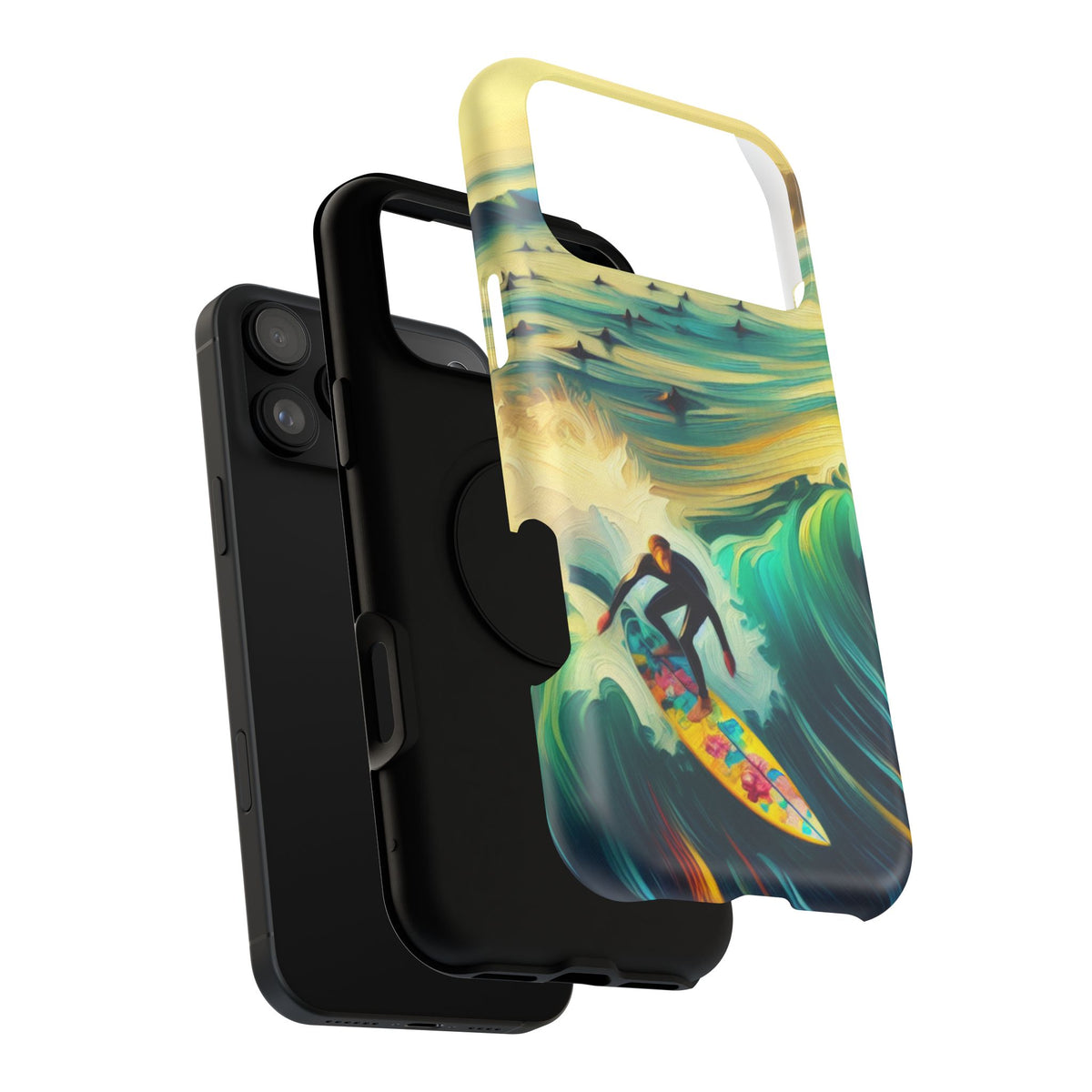 Surfing Waves Impact-Resistant Phone Case — Colorful Surfer Design
