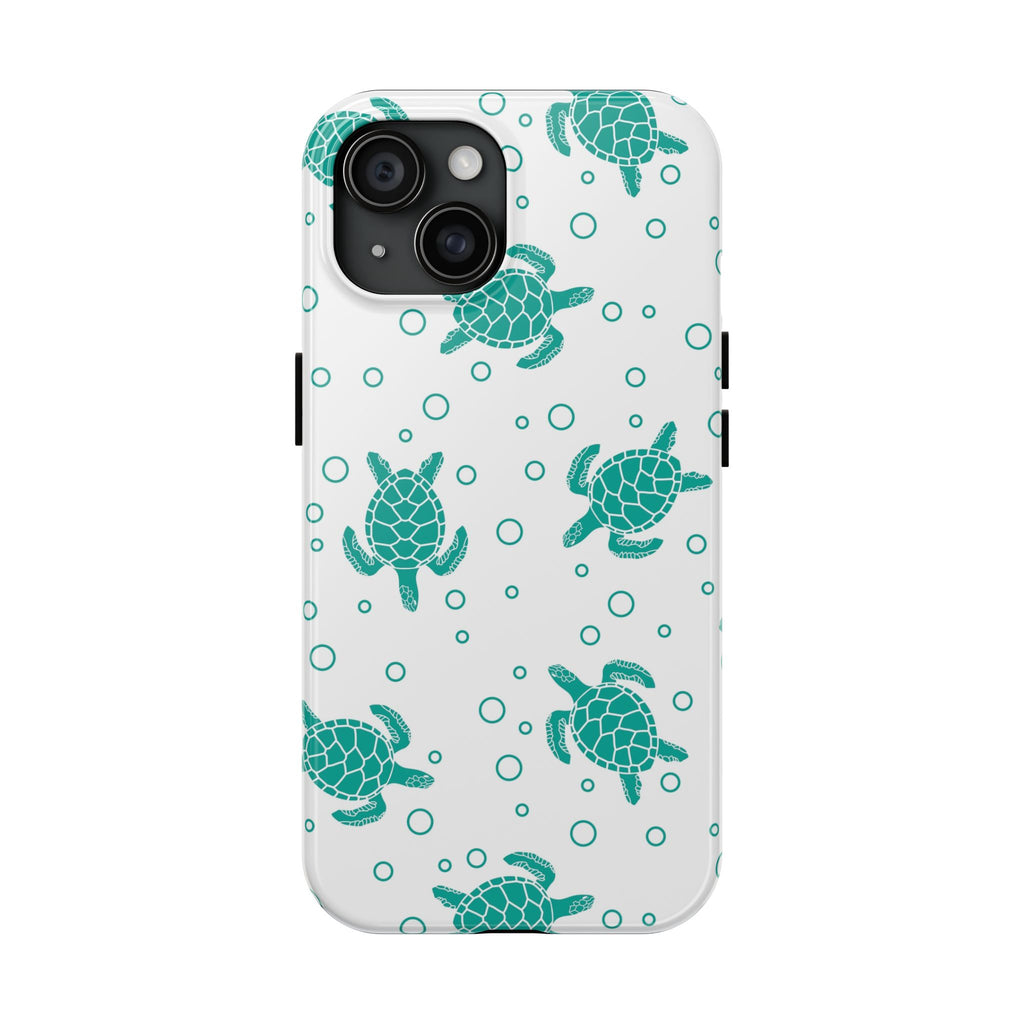 Sea Turtle Pattern Tough Phone Case — Teal Turtle Protective Cover