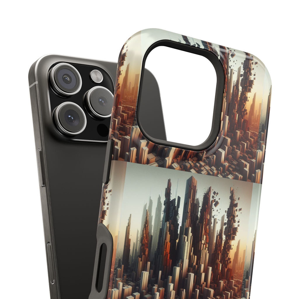 Abstract Skyline iPhone Case — Surreal Cityscape Impact-Resistant Phone Cover
