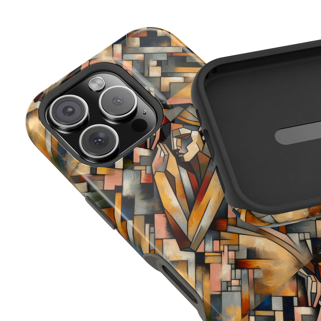 Art Deco Mosaic Phone Case — Geometric Nude Figure Impact-Resistant Case