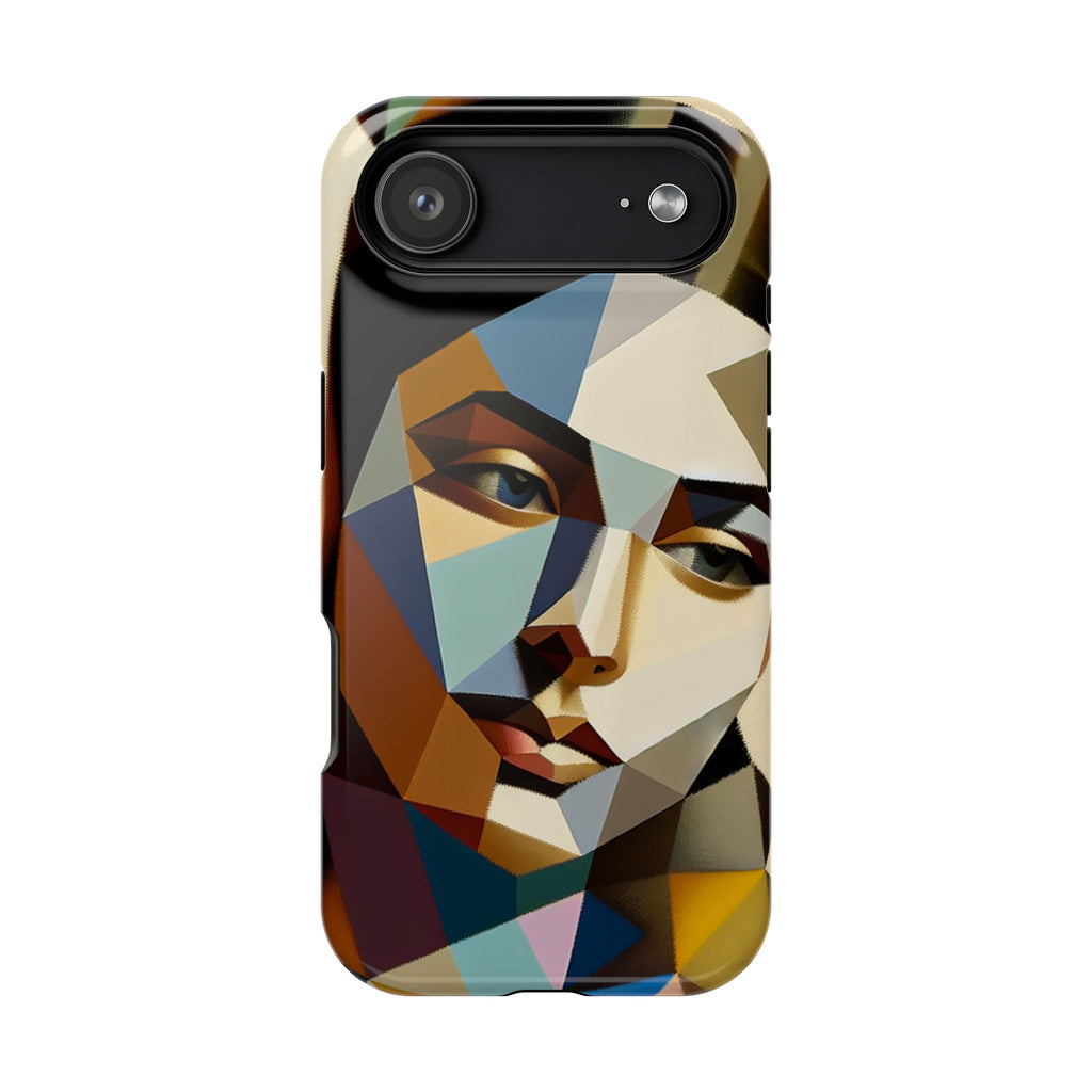 Geometric Portrait Impact-Resistant Phone Case — Abstract Cubist Face, Protective iPhone Cover