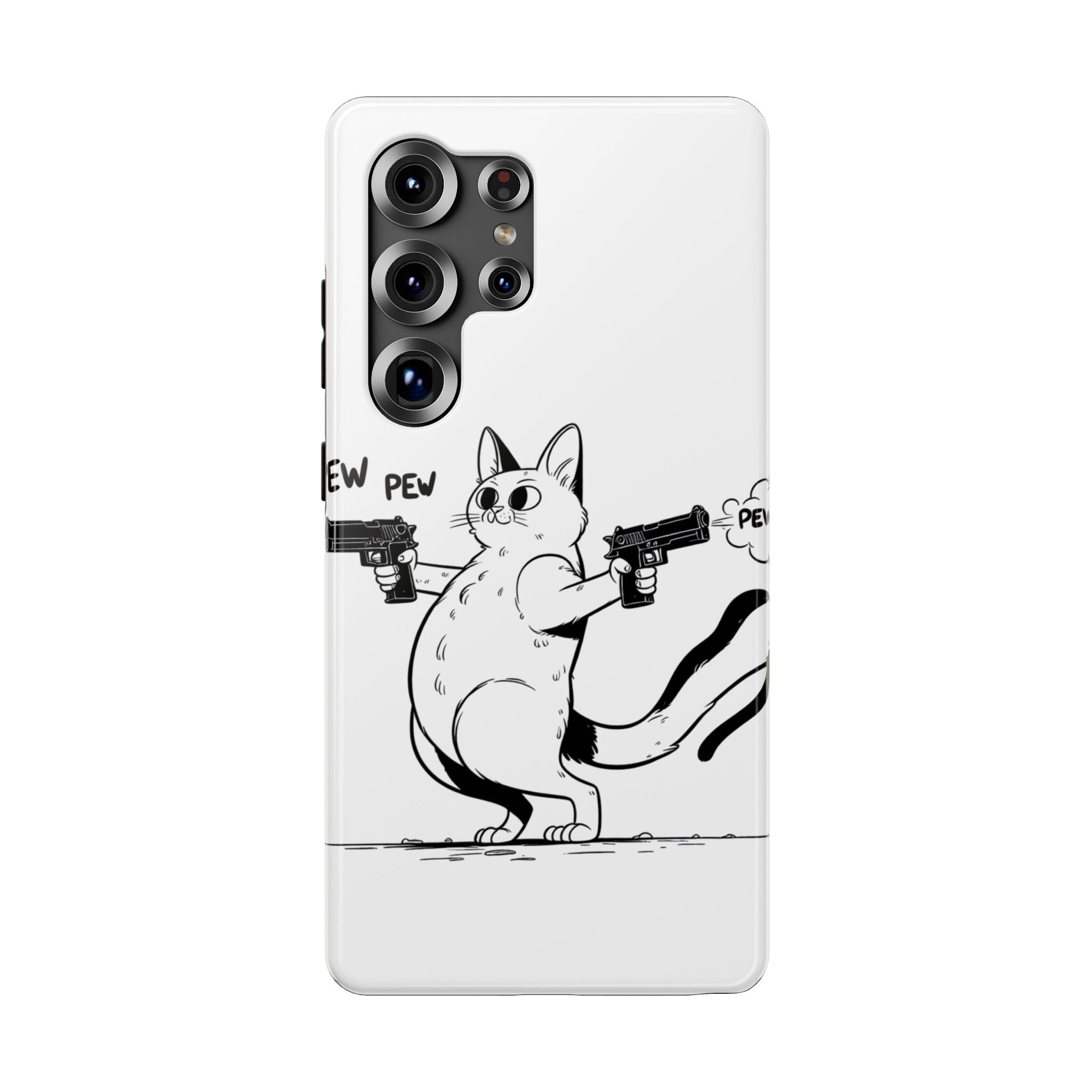 Impact Resistant Phone Case- Funny Cat Pew Pew