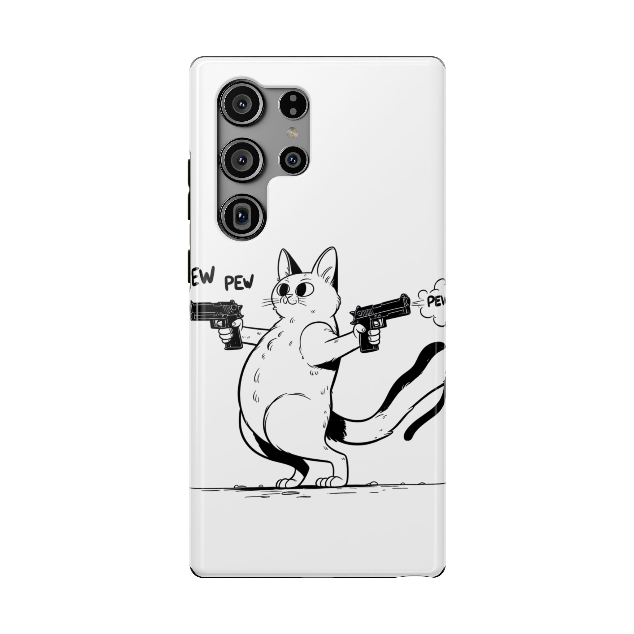 Impact Resistant Phone Case- Funny Cat Pew Pew