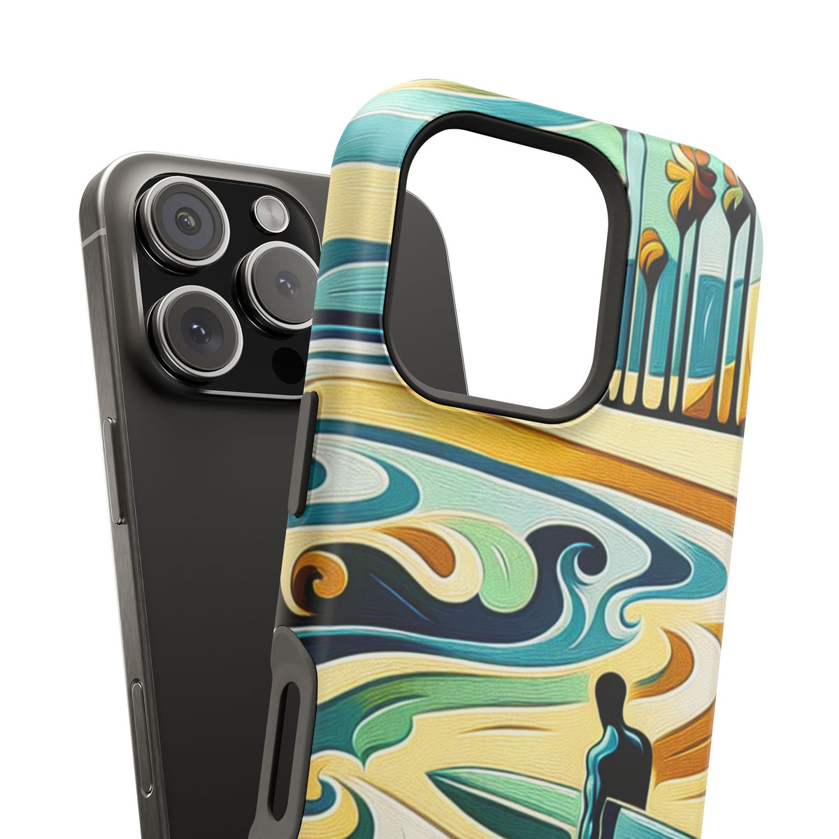 Surfboard Wave Art Phone Case — Impact-Resistant Beach Vibes iPhone Case