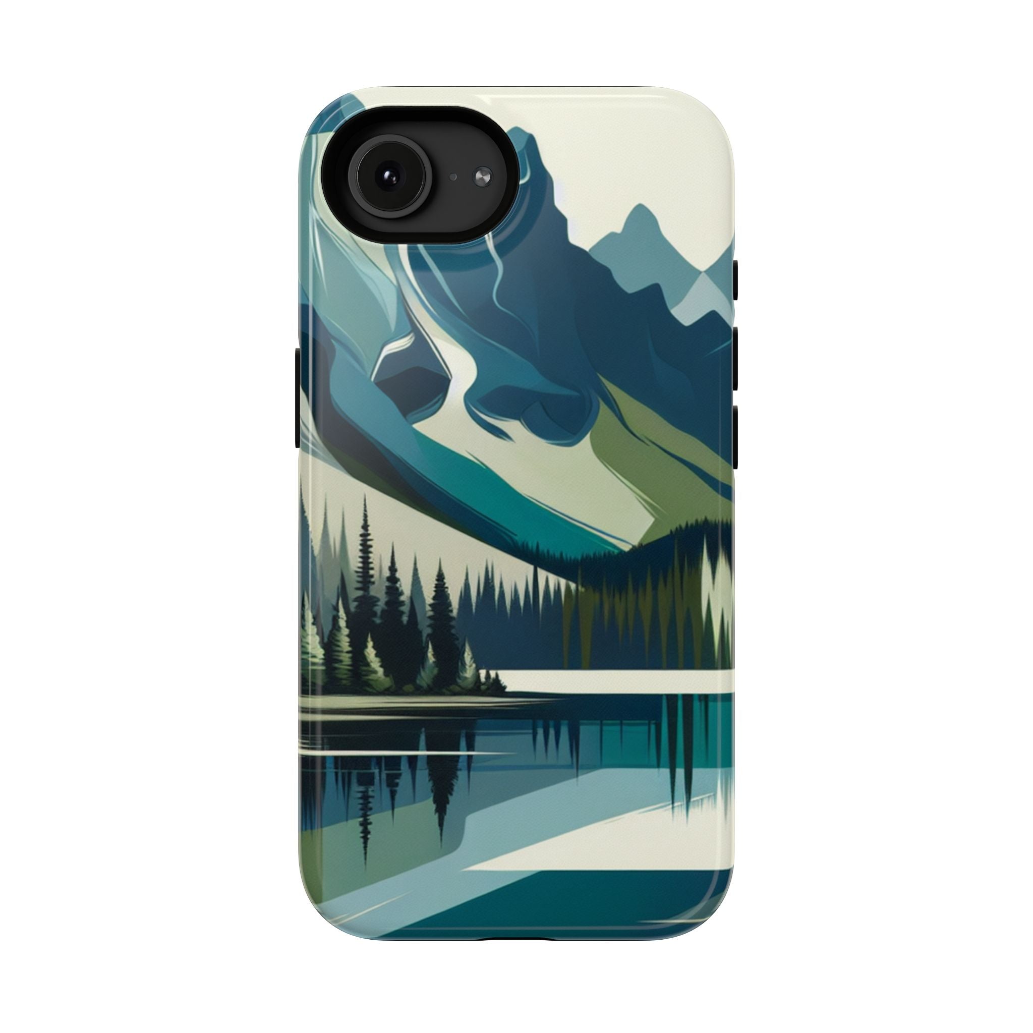 Impact Resistant Phone Case - Mountain Lake with Forest Design