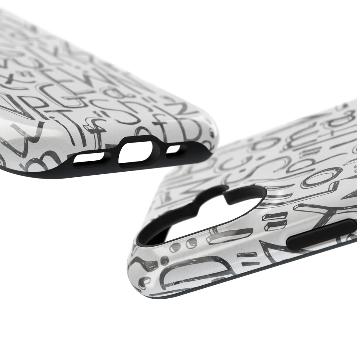 Monochrome Letter Pattern Impact-Resistant Case for iPhone