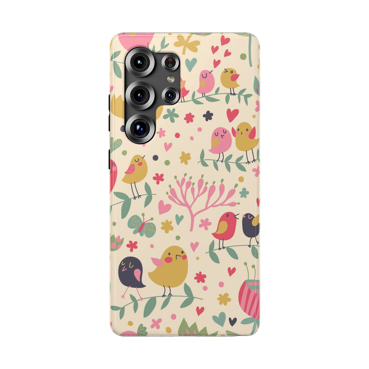 Cute Bird Floral Phone Case, Impact-Resistant