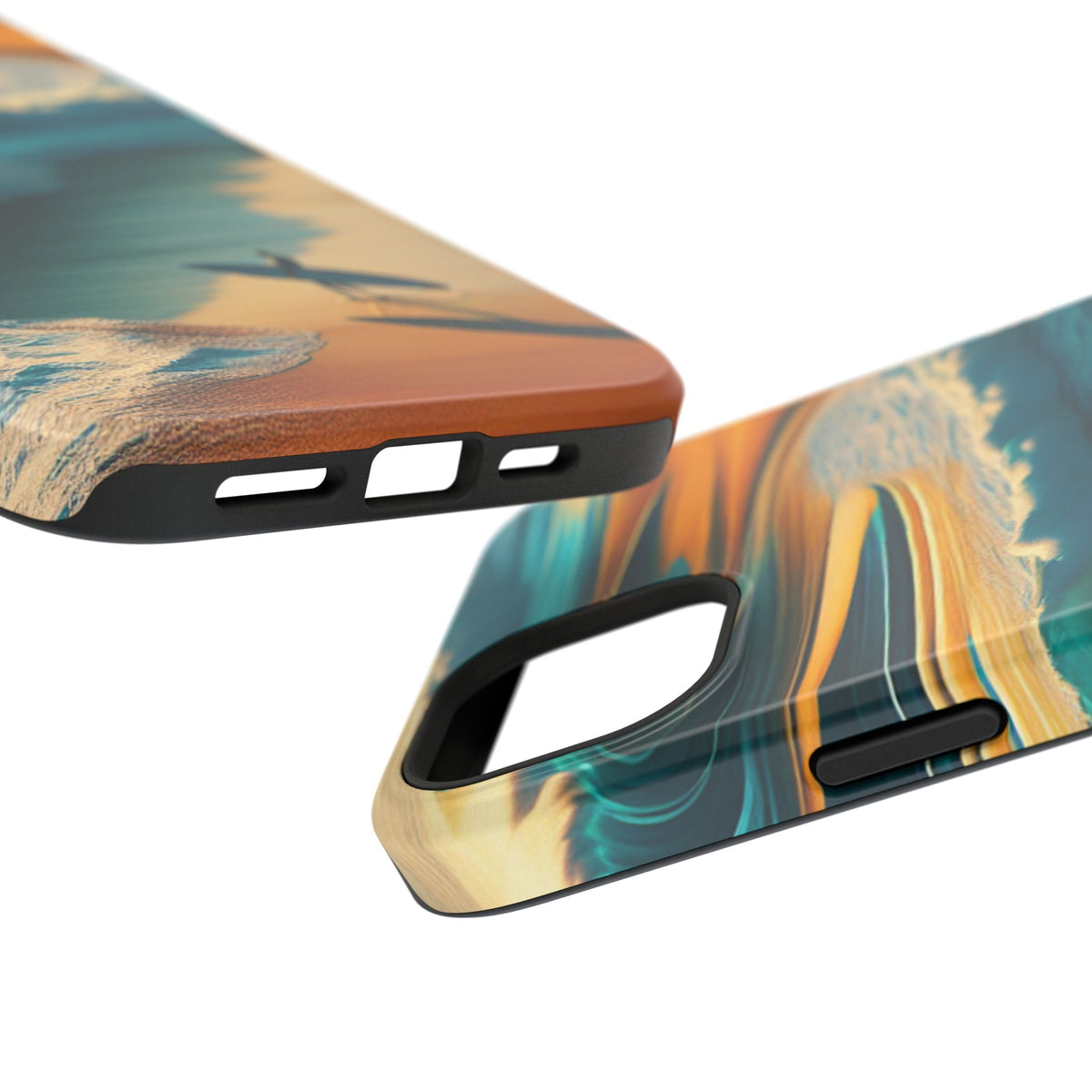 Surf Sunset Impact-Resistant Phone Case — Surfer Silhouette Beach Waves Design